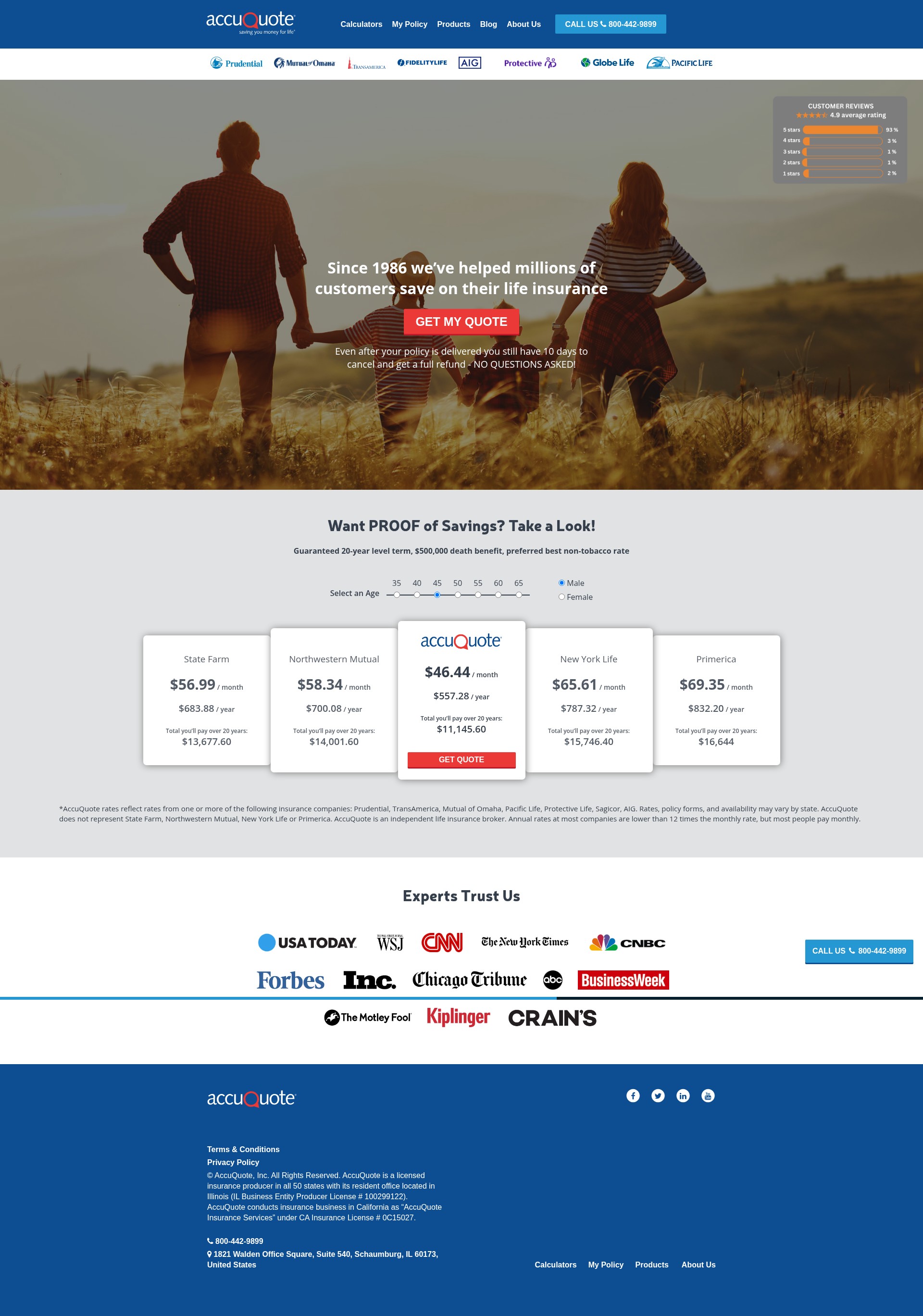 Screenshot of accuquote.com