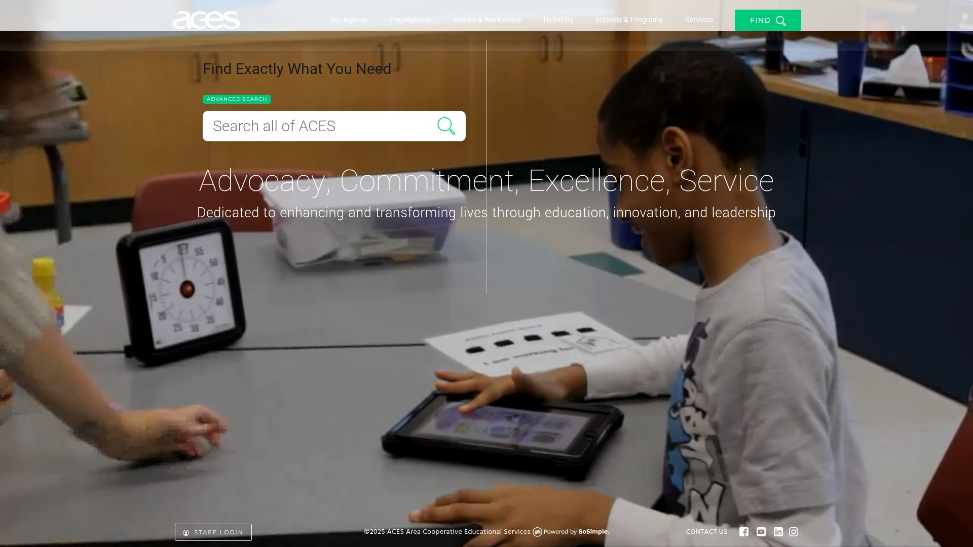 Screenshot of aces.org
