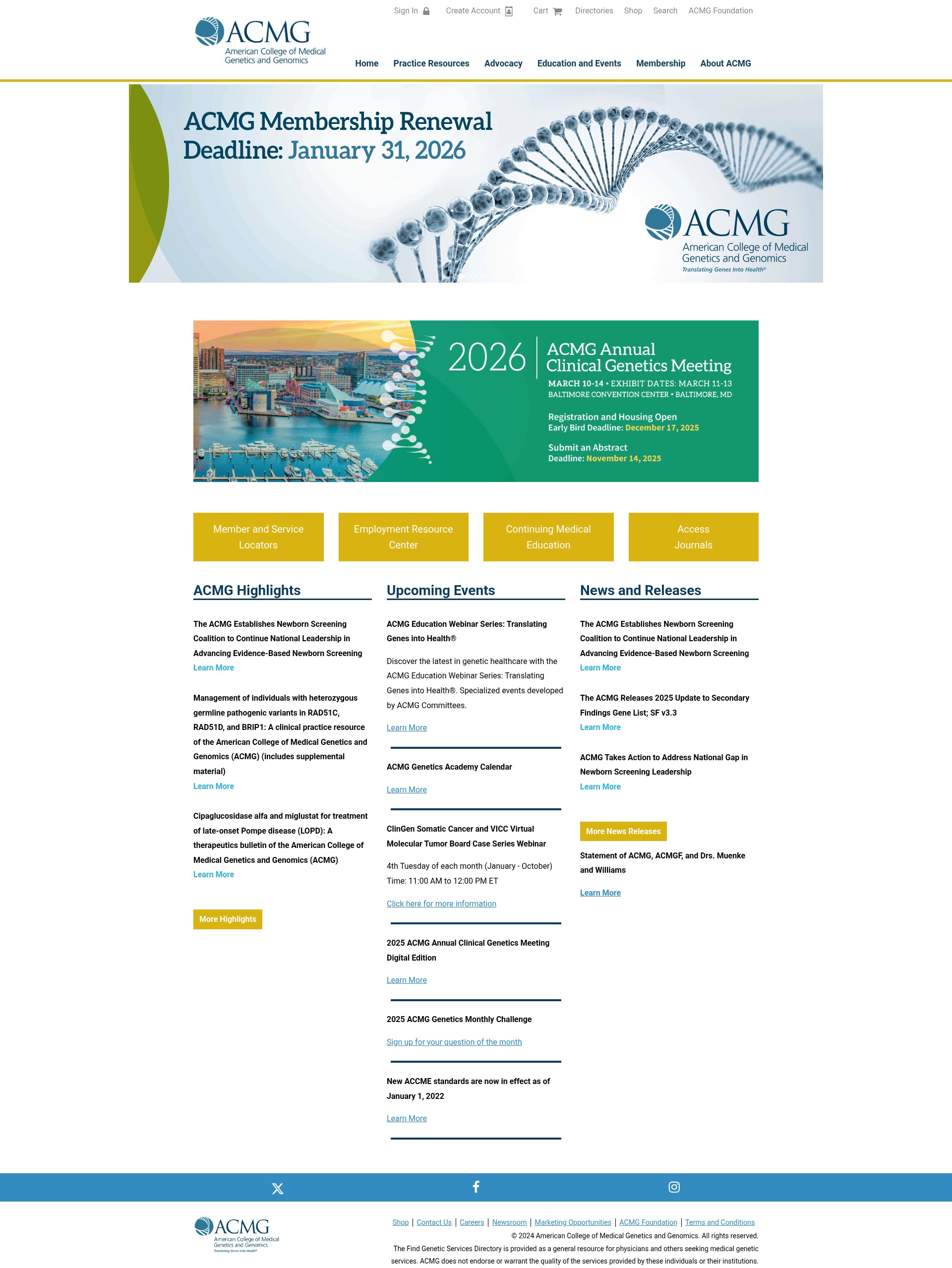 Screenshot of acmg.net