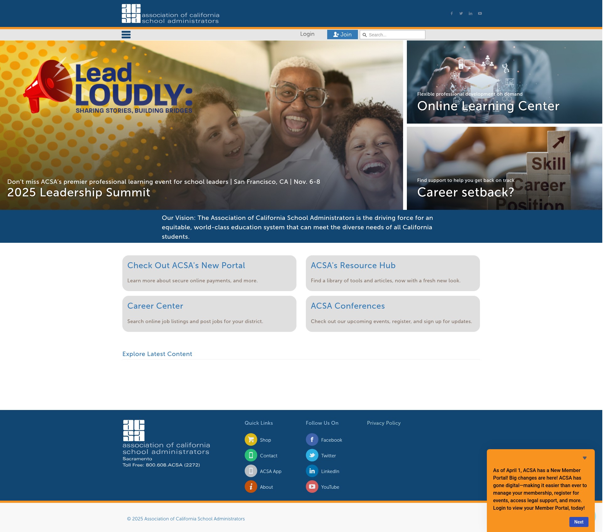 Screenshot of acsa.org