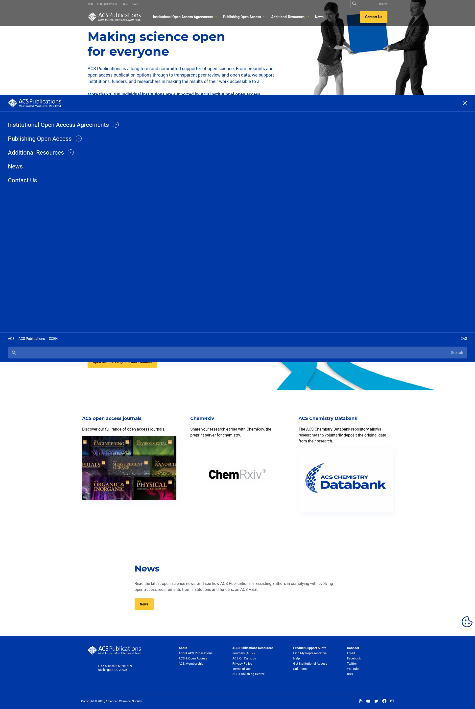 Screenshot of acsopenscience.org
