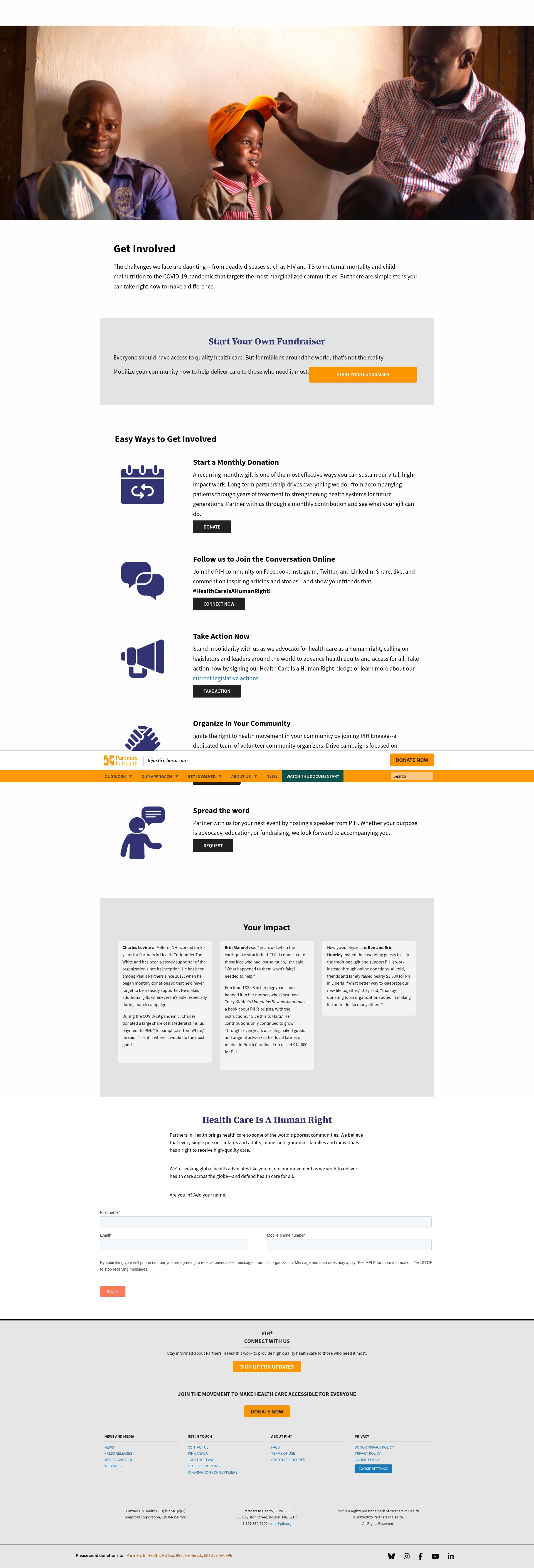Screenshot of act.pih.org