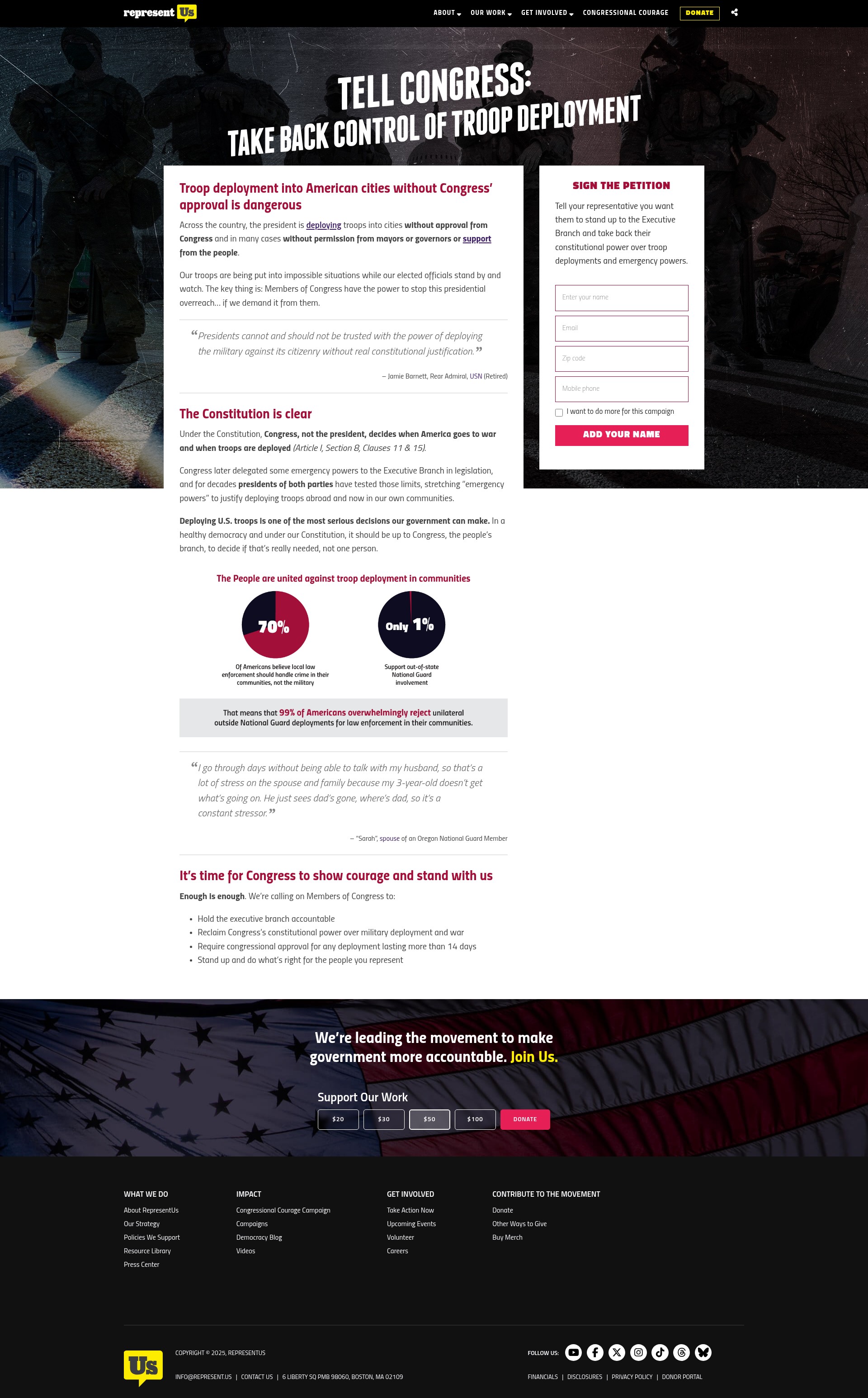 Screenshot of act.represent.us