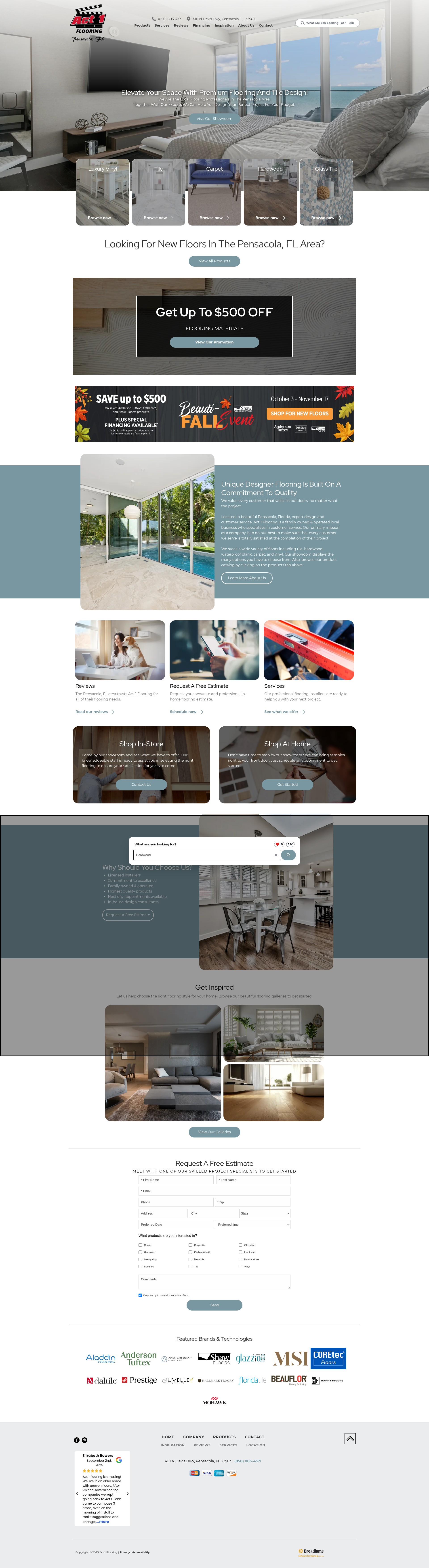 Screenshot of act1flooring.com