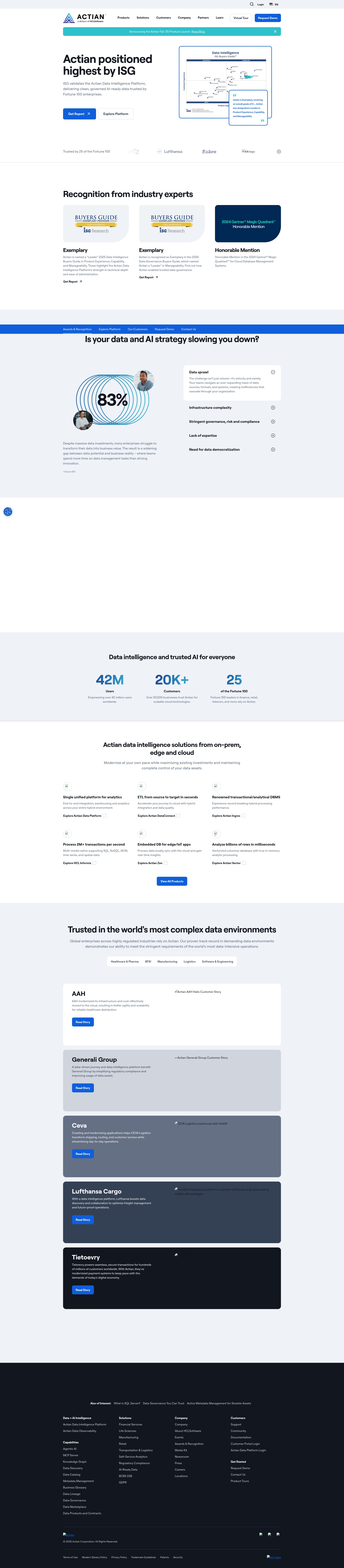 Screenshot of actian.com