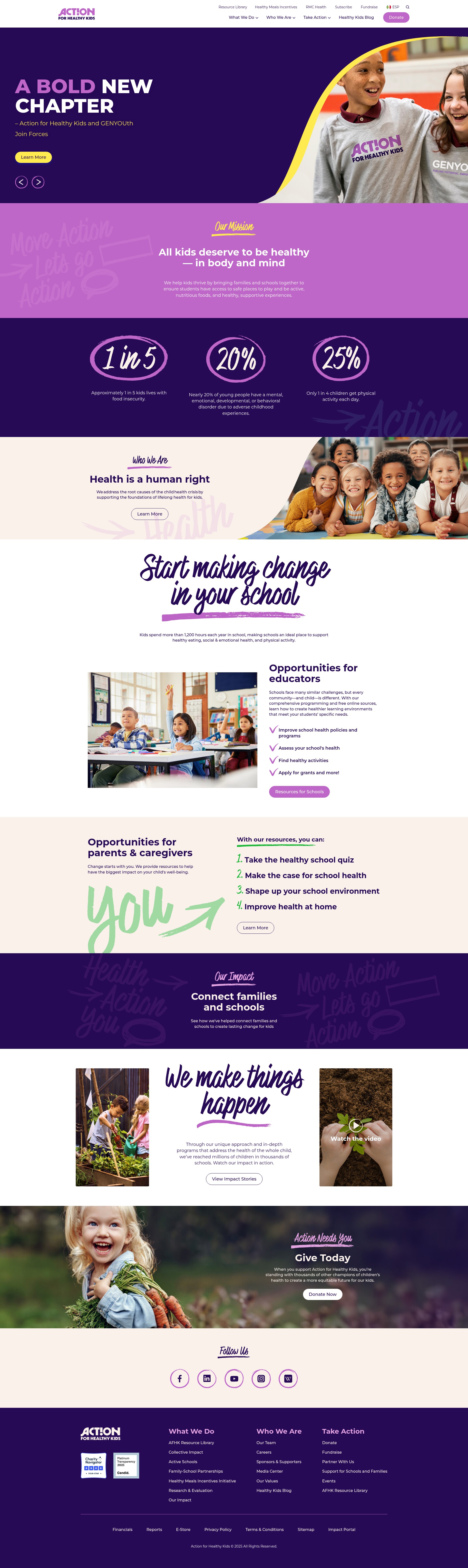 Screenshot of actionforhealthykids.org