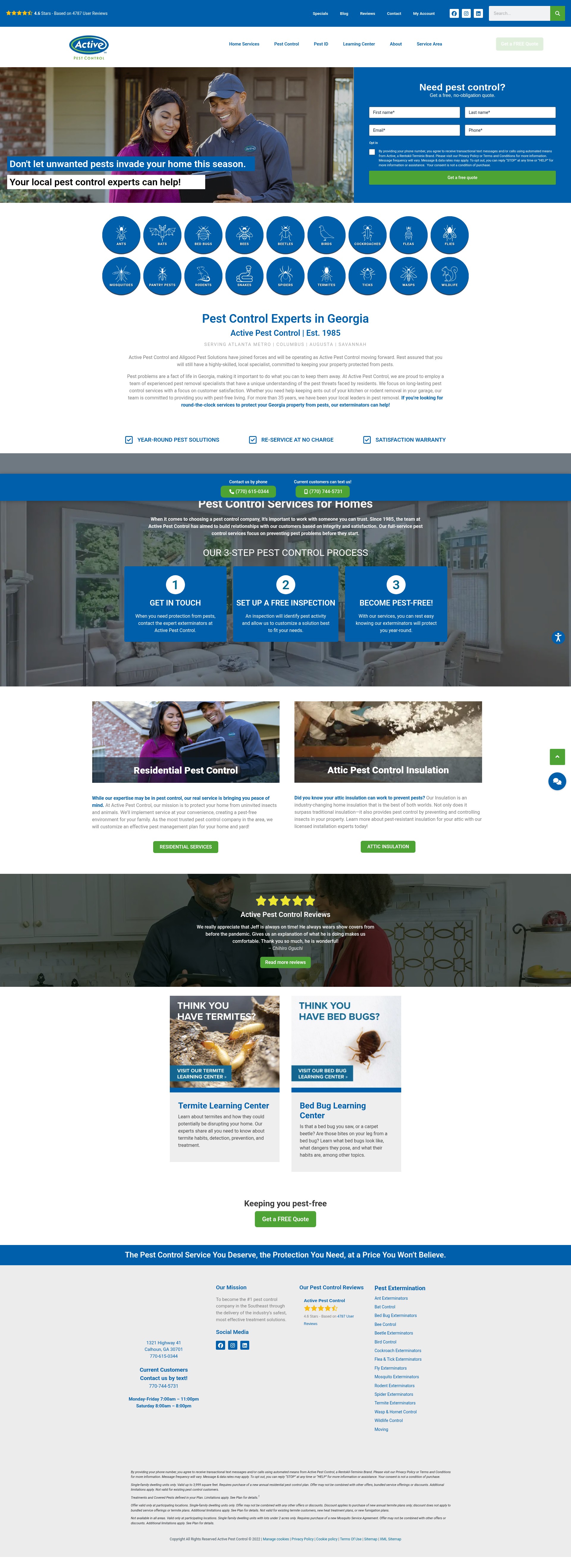 Screenshot of activepestcontrol.com