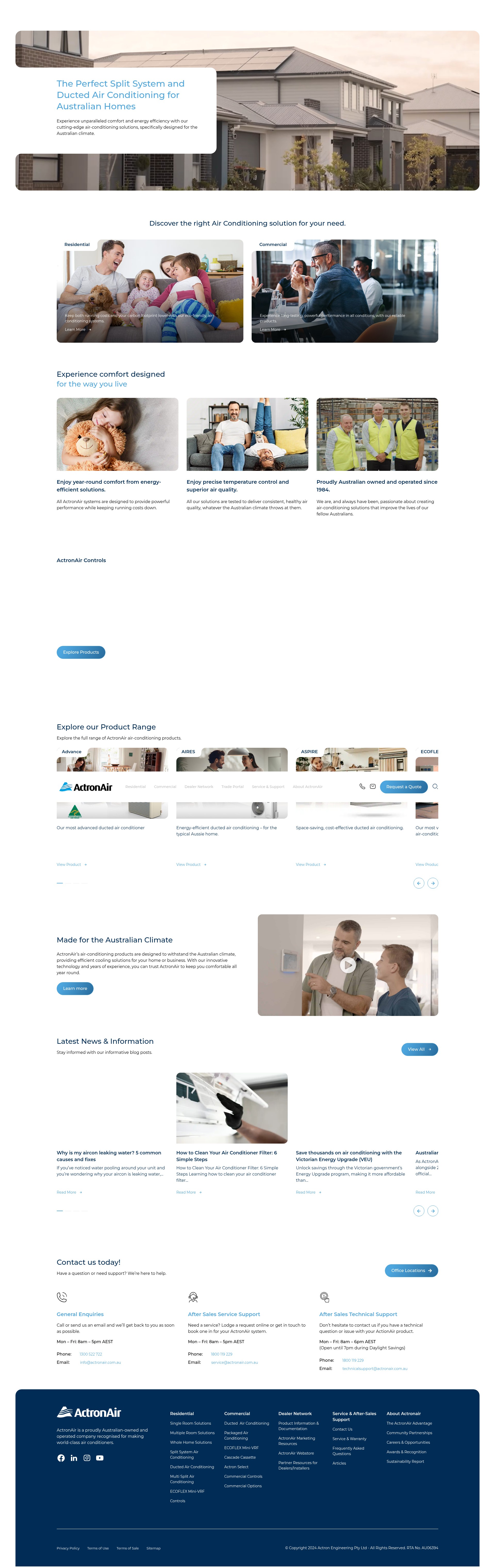 Screenshot of actronair.com.au