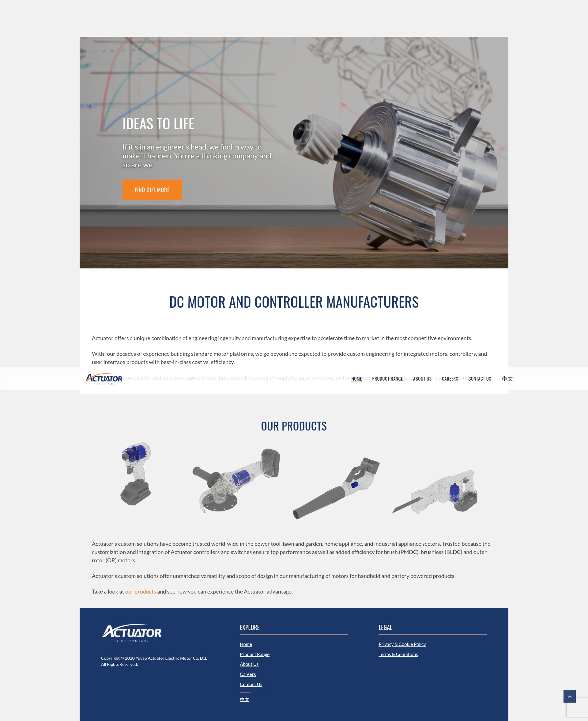 Screenshot of actuatormotors.com