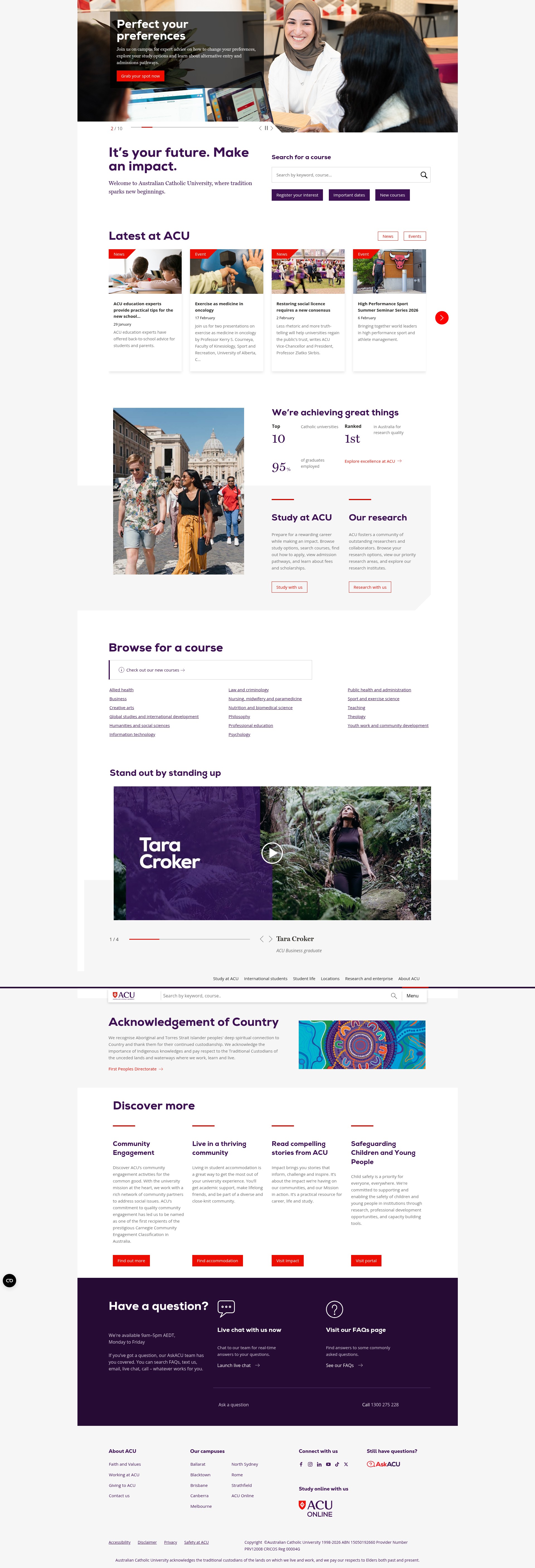Screenshot of acu.edu.au