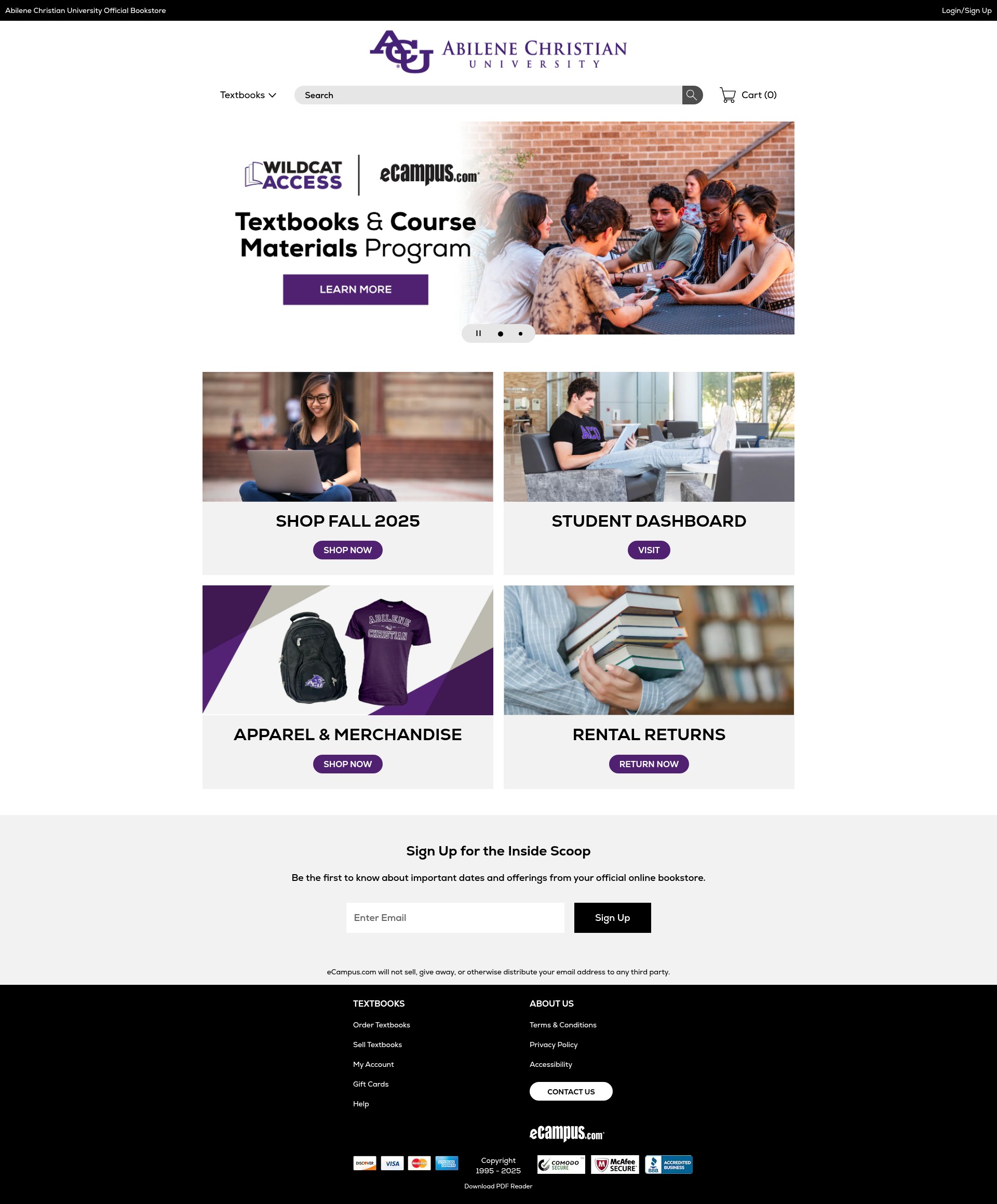 Screenshot of acu.edu