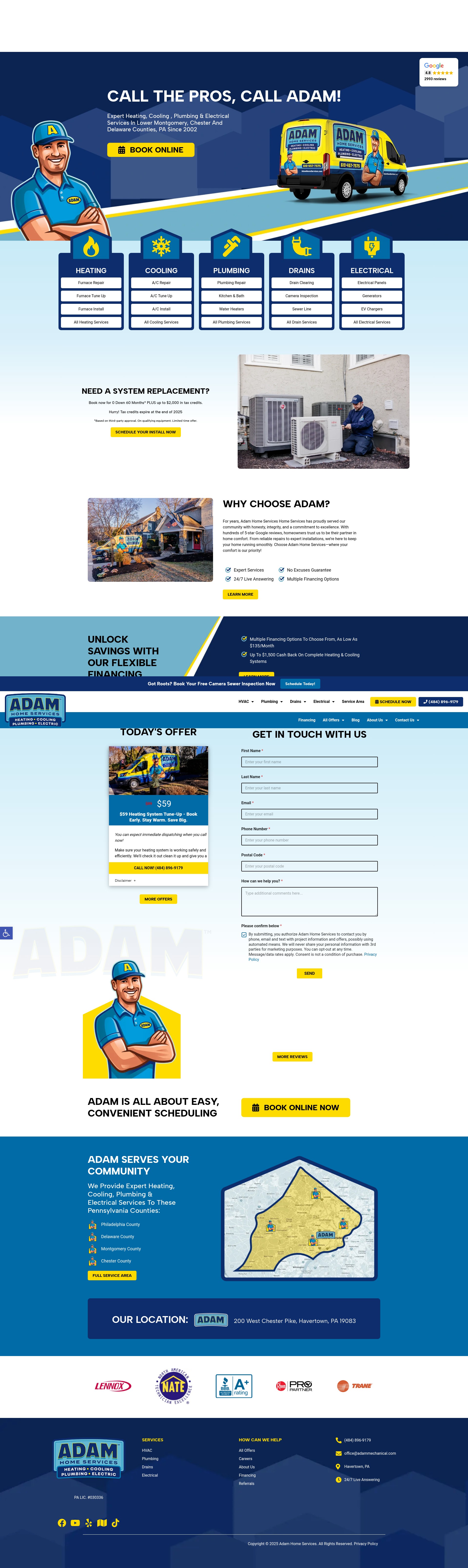 Screenshot of adamhomeservices.com