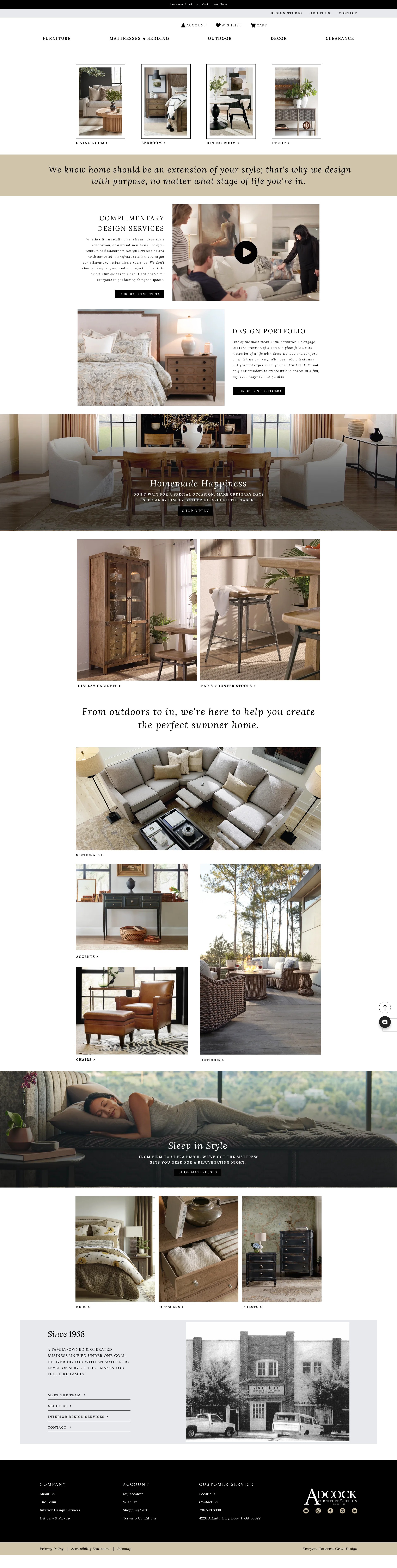 Screenshot of adcockfurniture.com