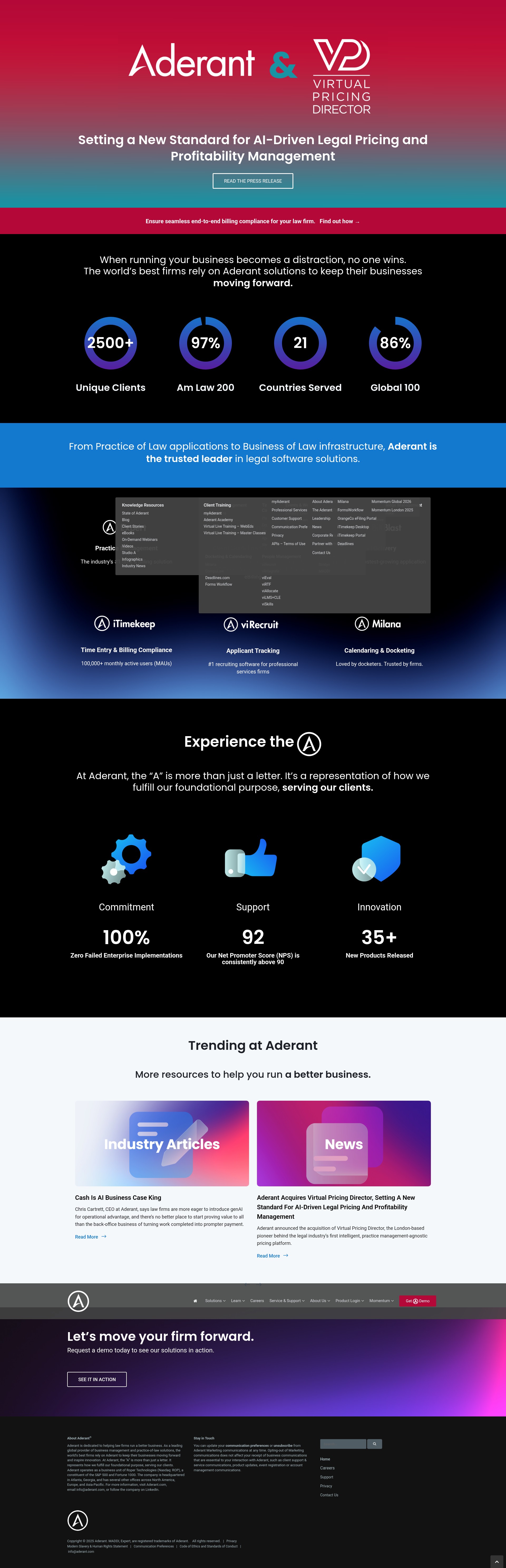 Screenshot of aderant.com
