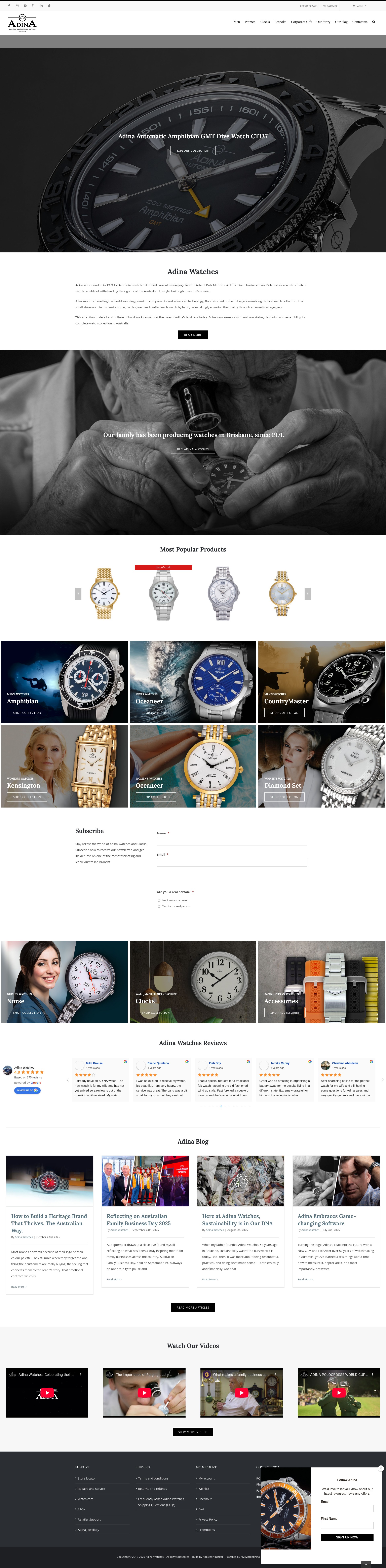 Screenshot of adinawatches.com.au