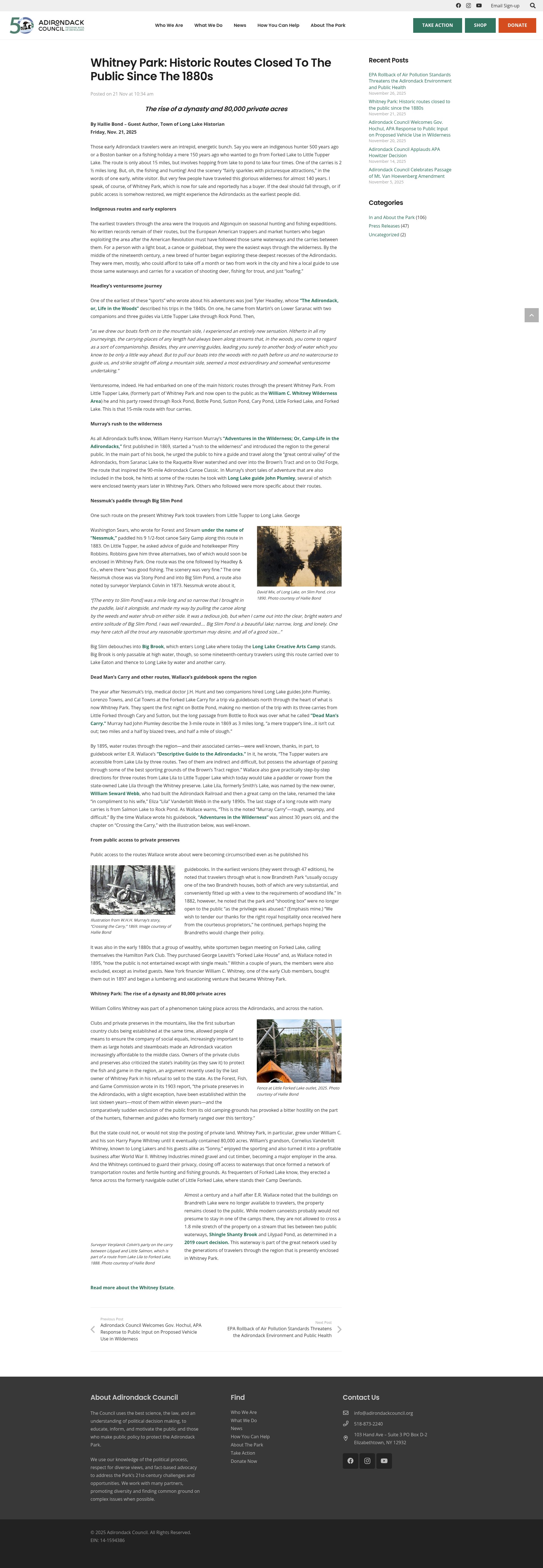 Screenshot of adirondackcouncil.org