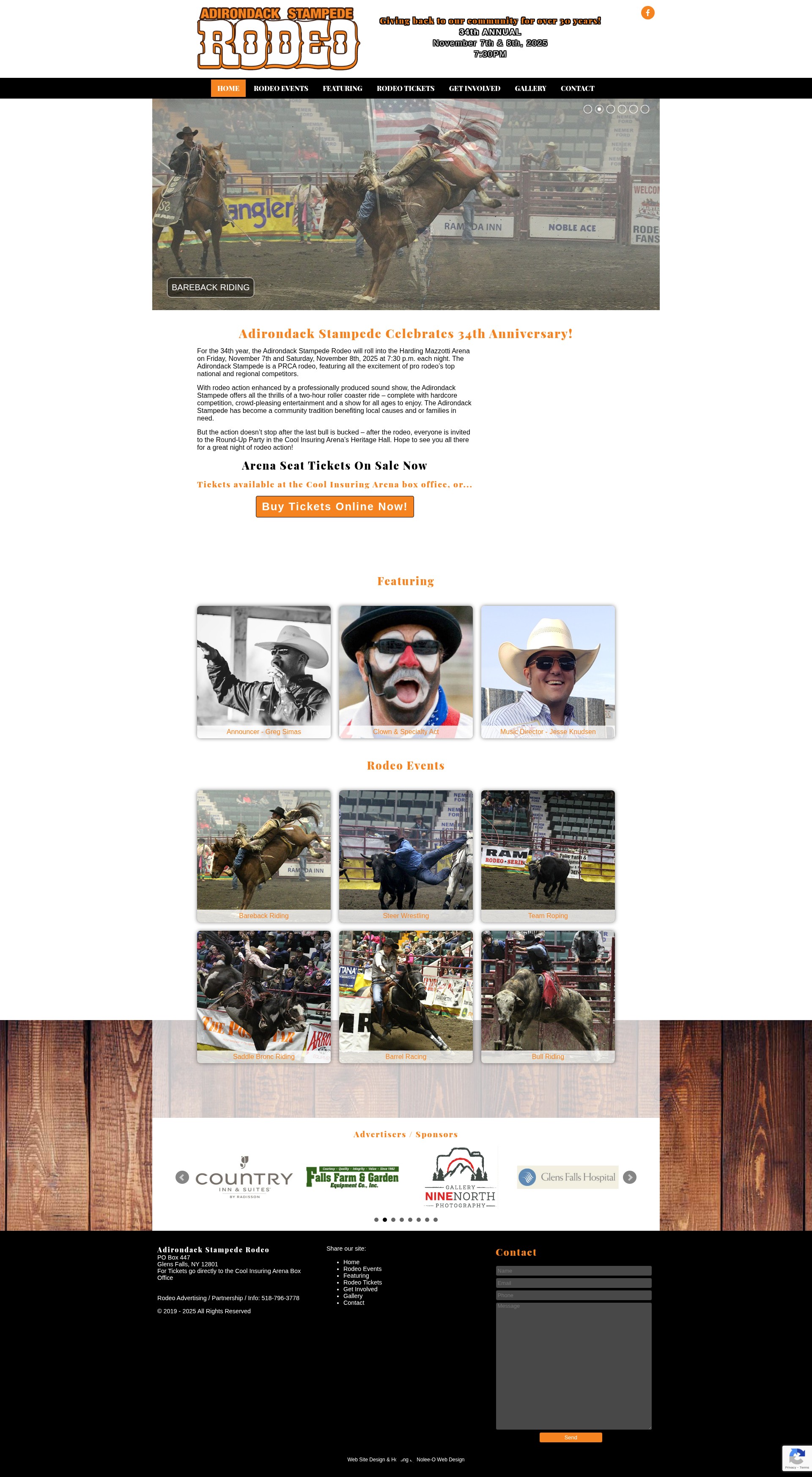 Screenshot of adirondackstampederodeo.com