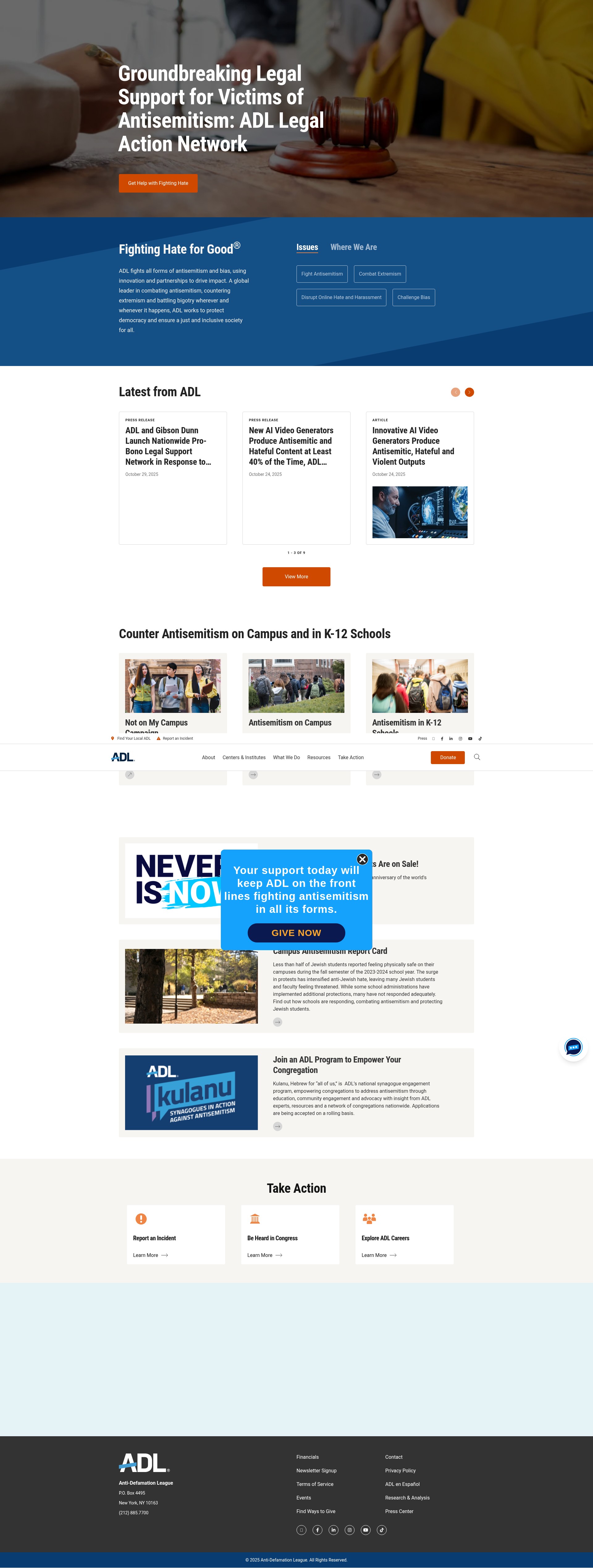 Screenshot of adl.org