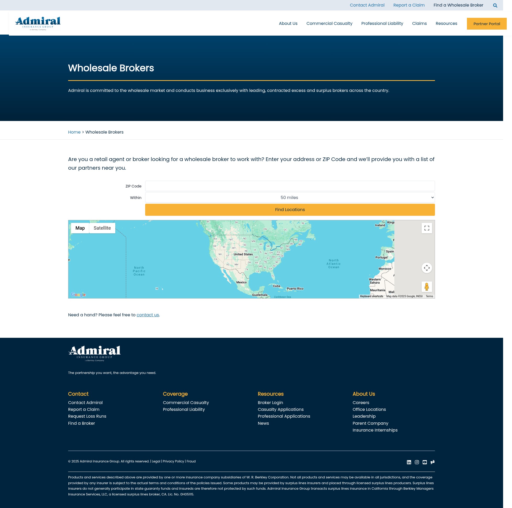 Screenshot of admiralins.com