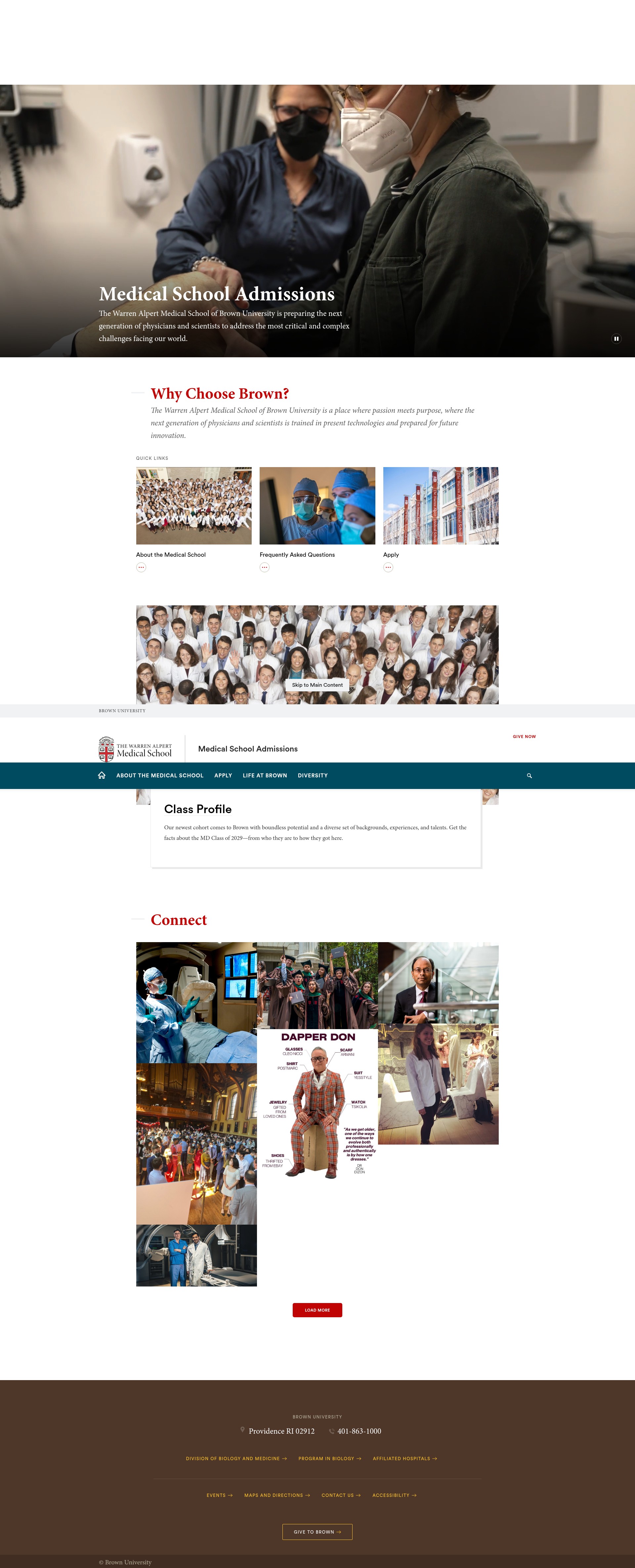 Screenshot of admission.med.brown.edu
