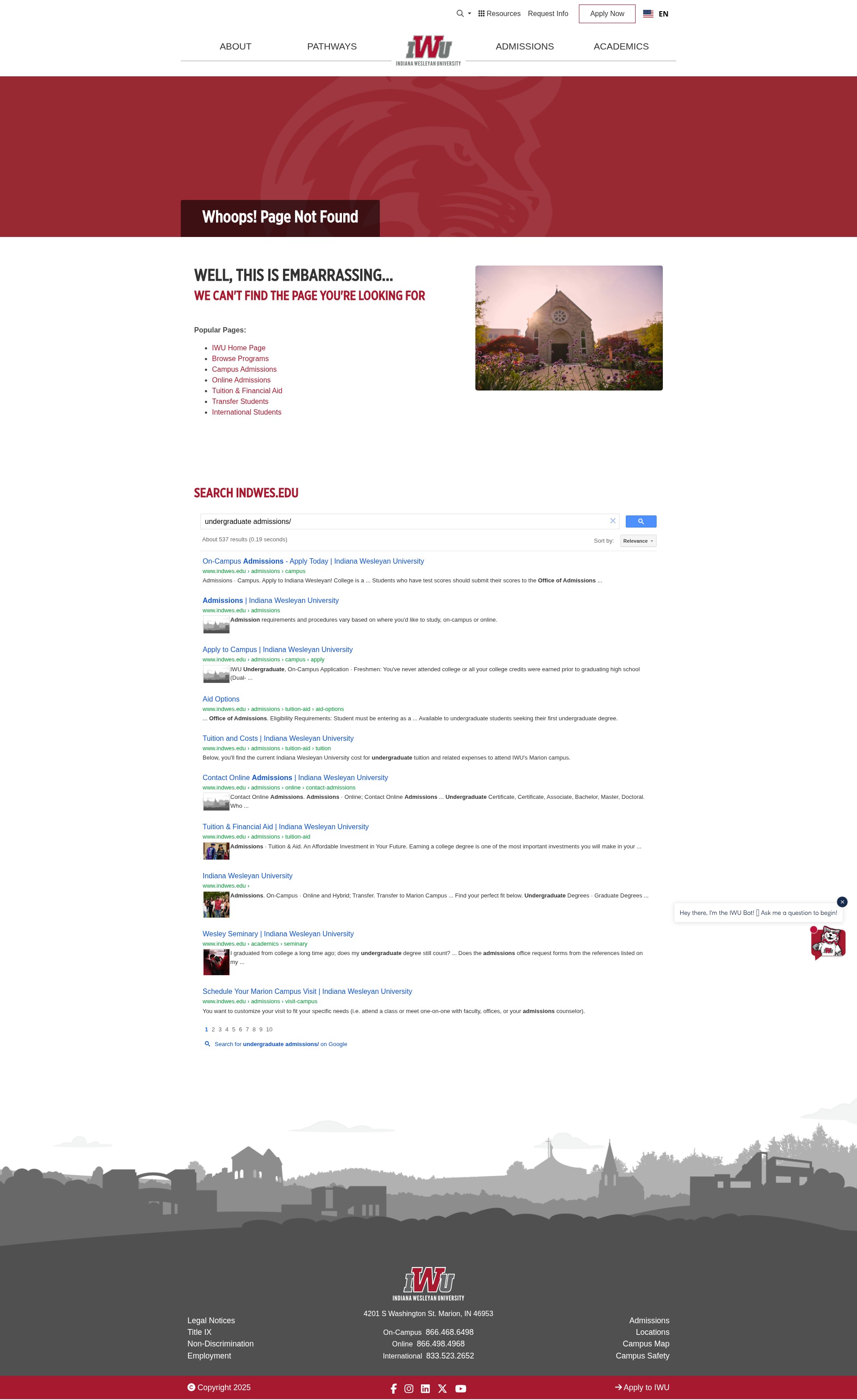 Screenshot of admissions.indwes.edu