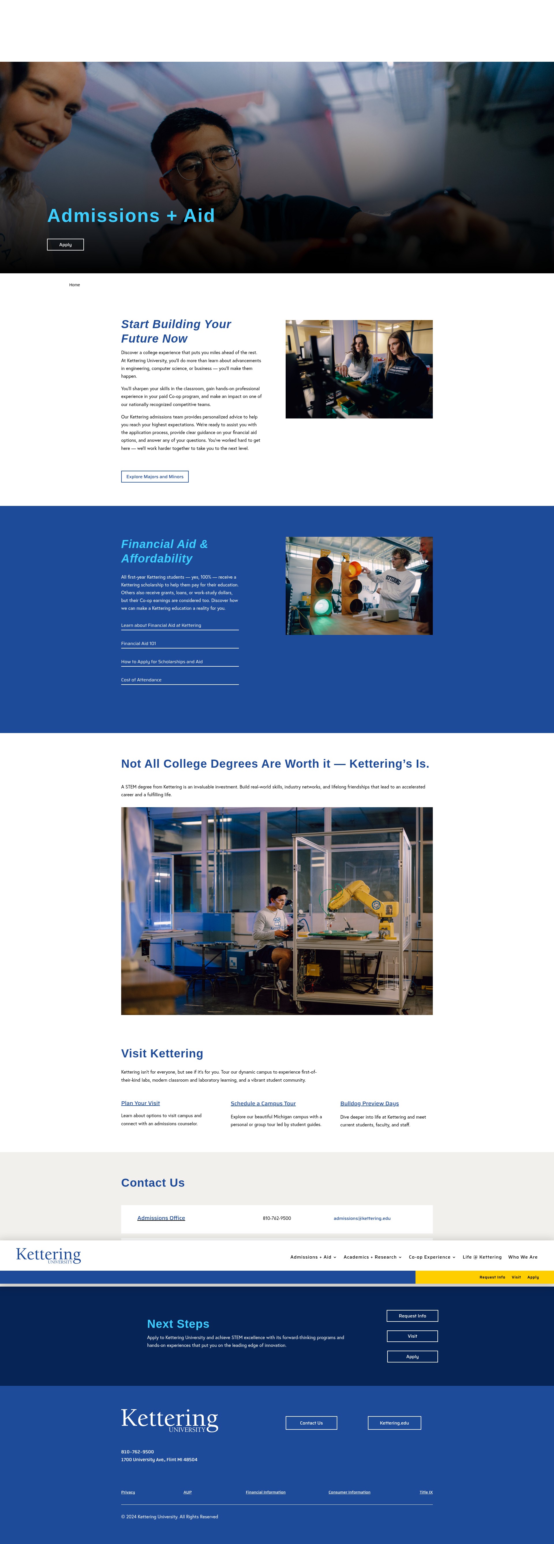 Screenshot of admissions.kettering.edu
