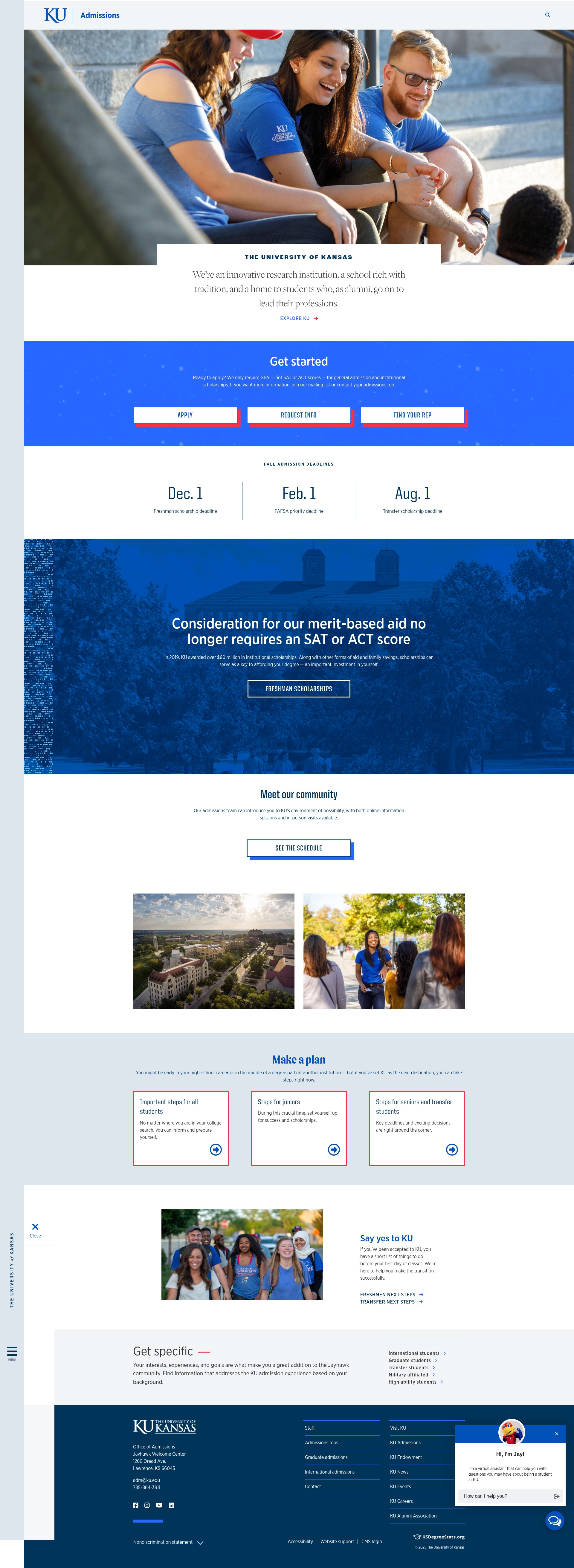 Screenshot of admissions.ku.edu