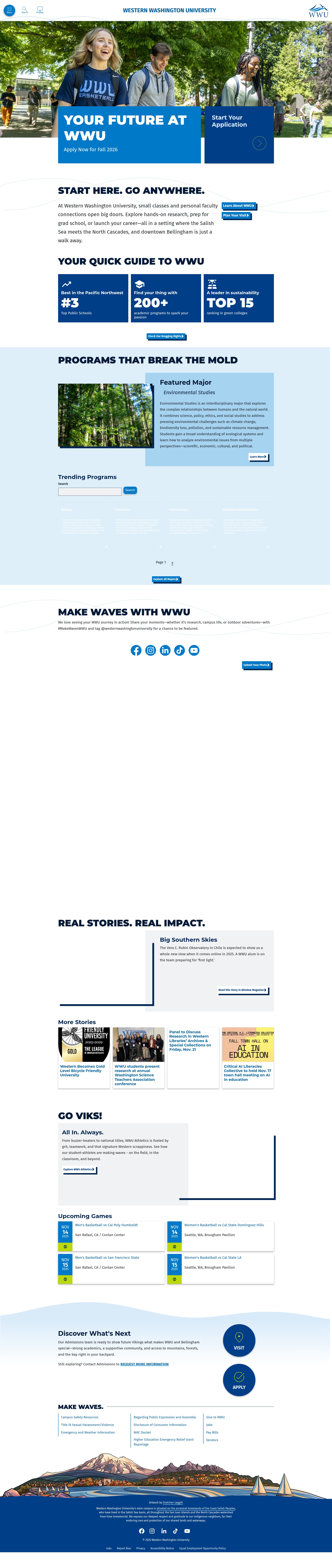 Screenshot of admissions.wwu.edu