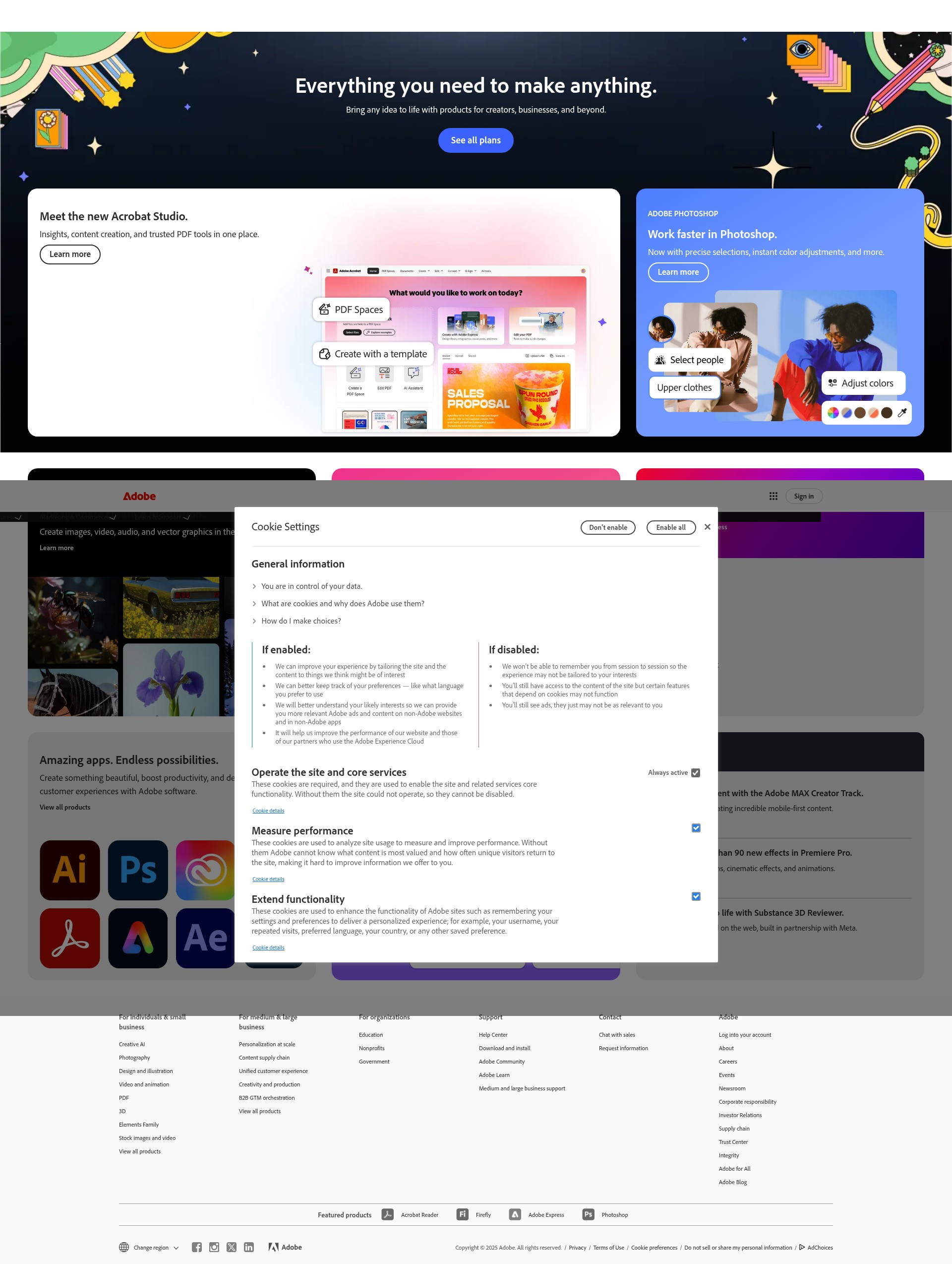 Screenshot of adobe.com