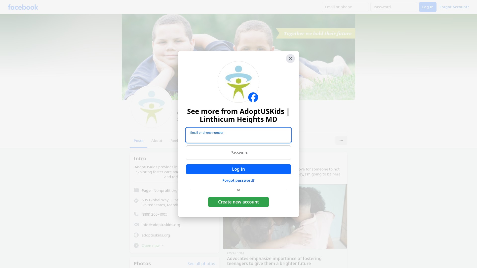 Screenshot of adoptuskids.org