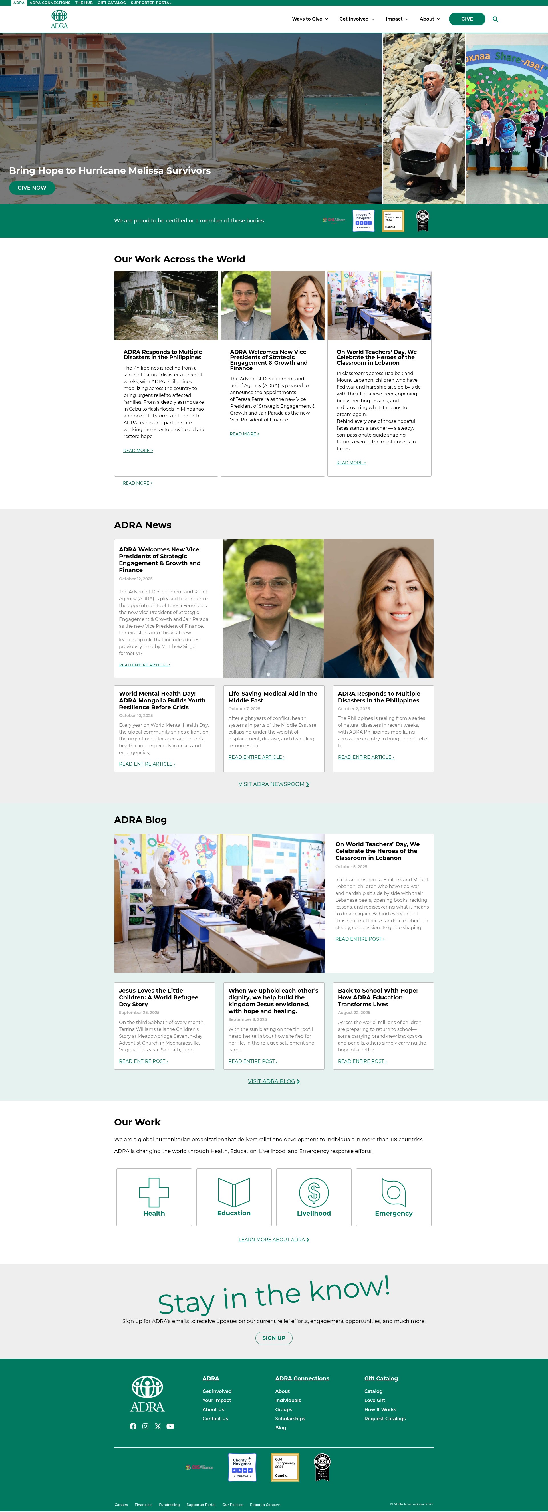 Screenshot of adra.org