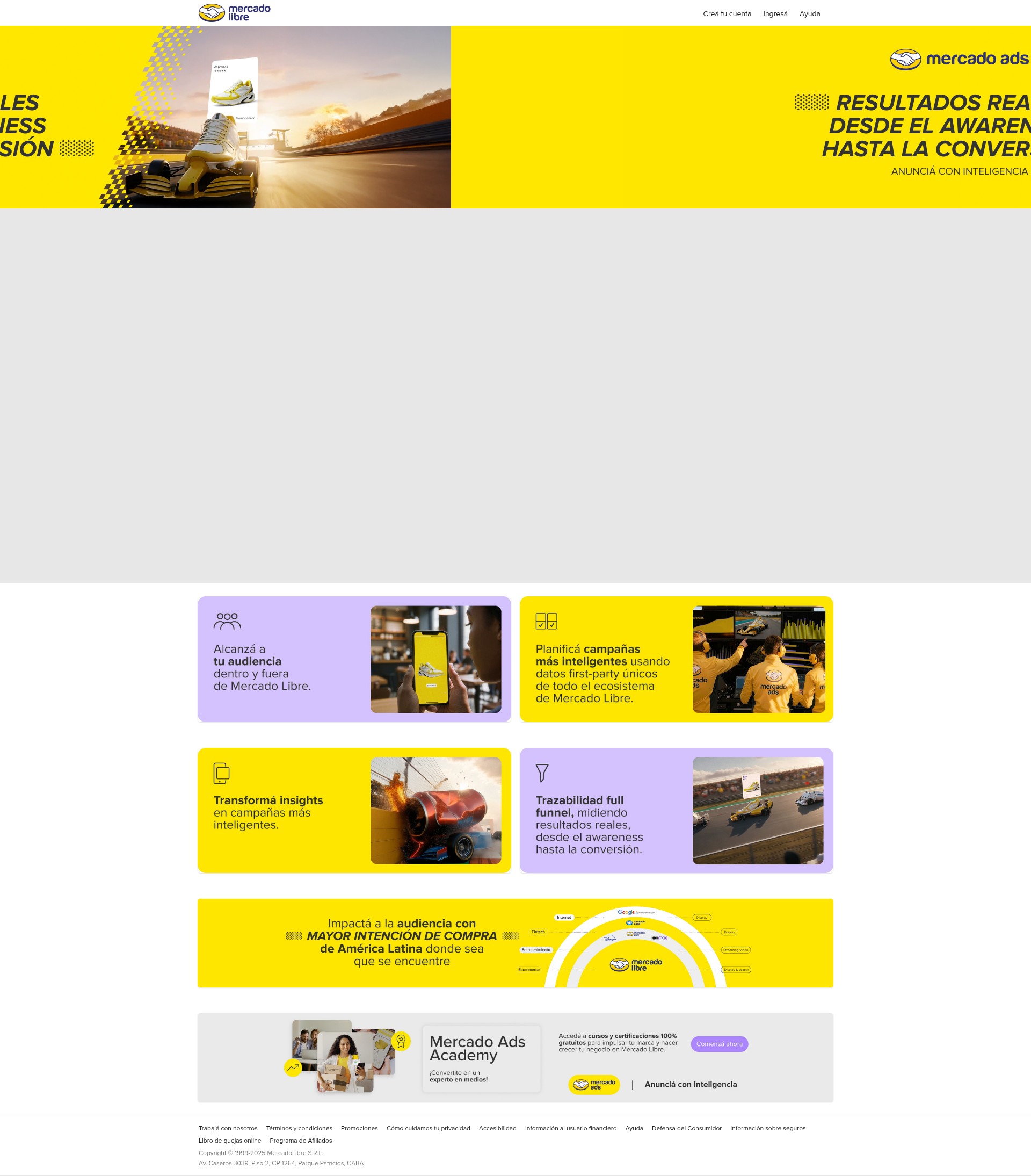 Screenshot of ads.mercadolibre.com.ar