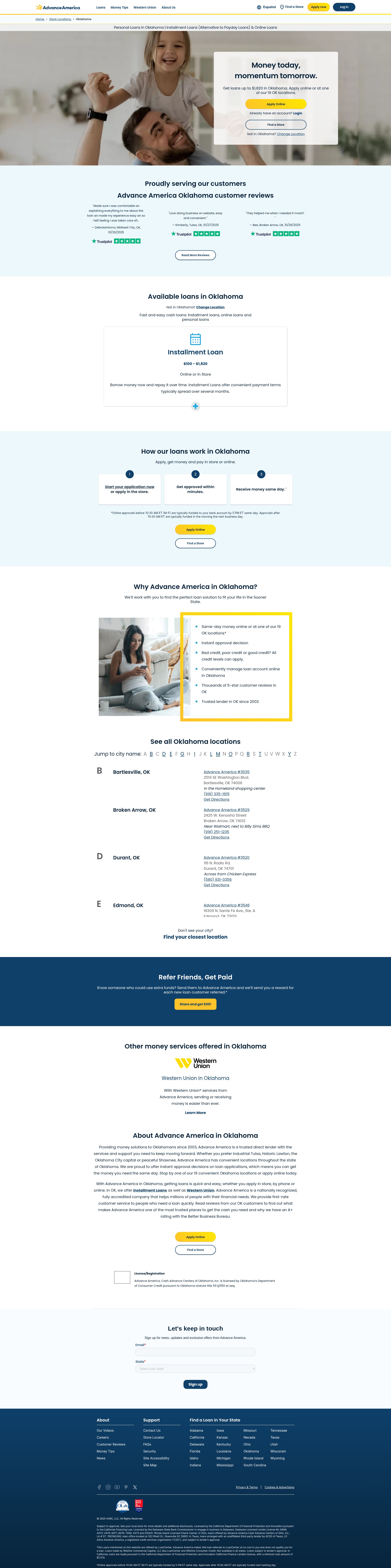 Screenshot of advanceamerica.net