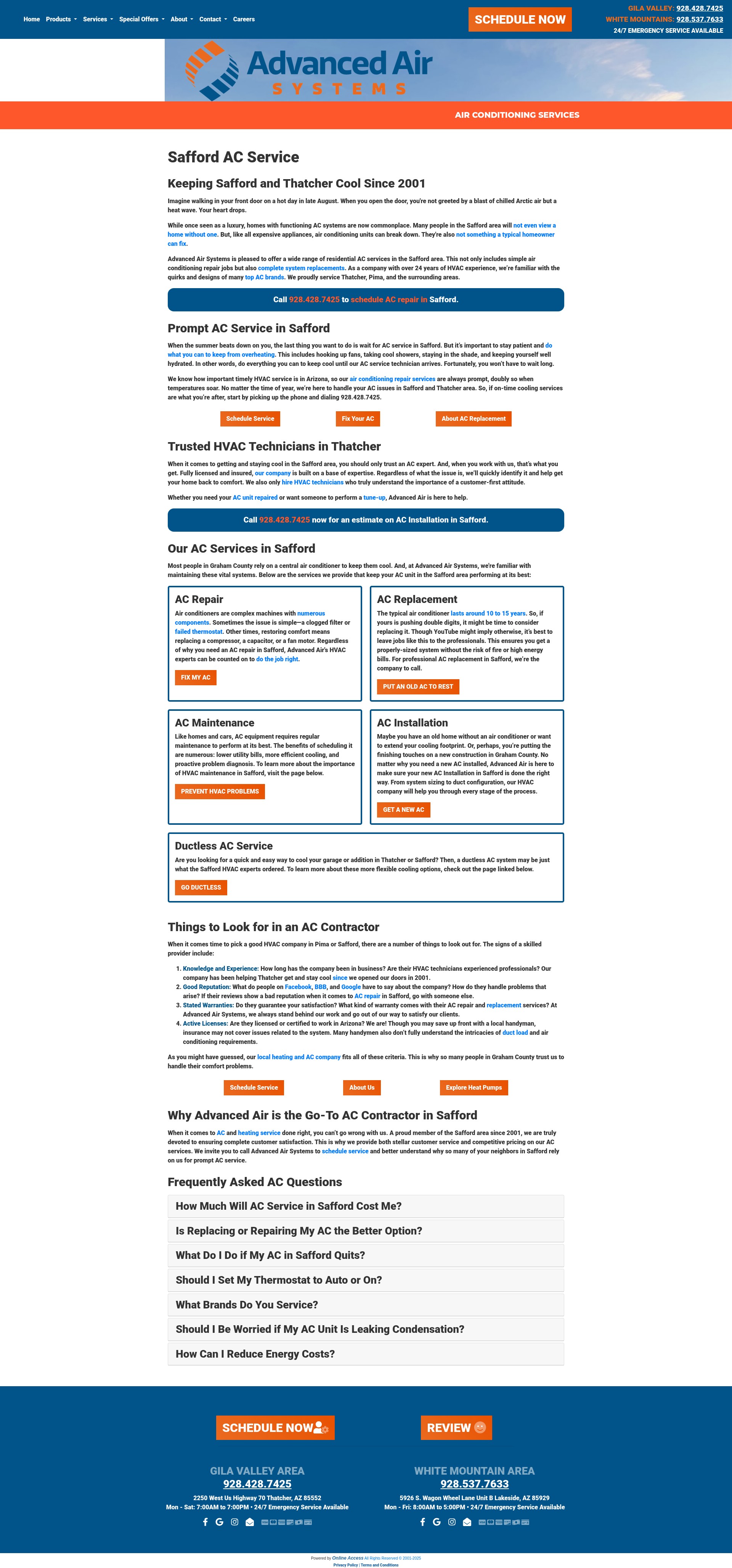 Screenshot of advancedair.com