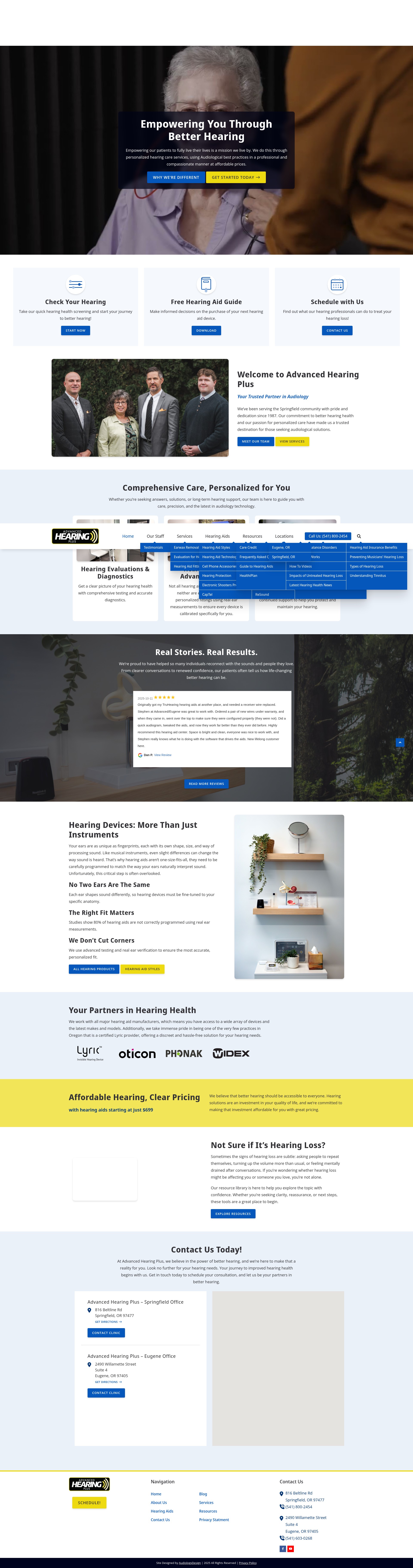 Screenshot of advancedhearingplus.com