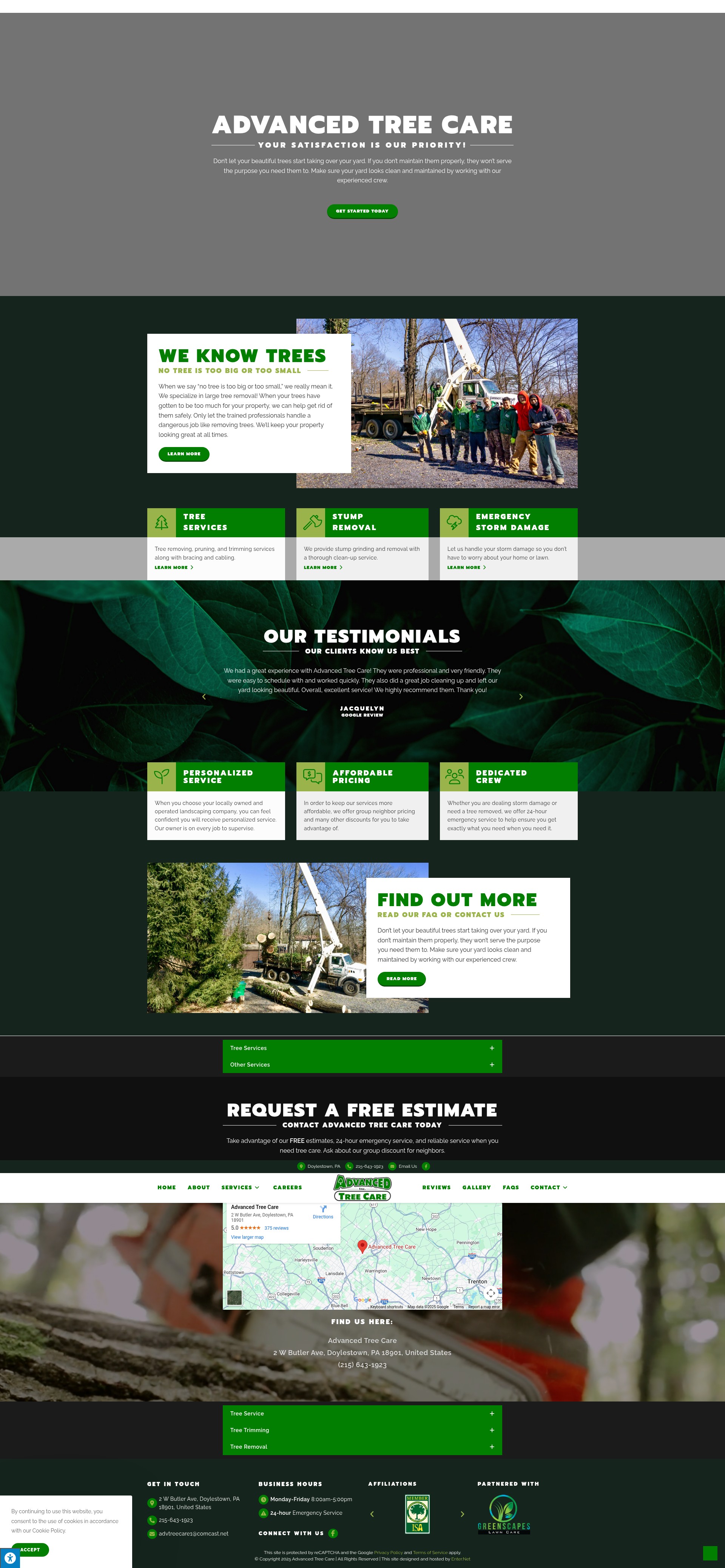 Screenshot of advancedtreecarepa.com