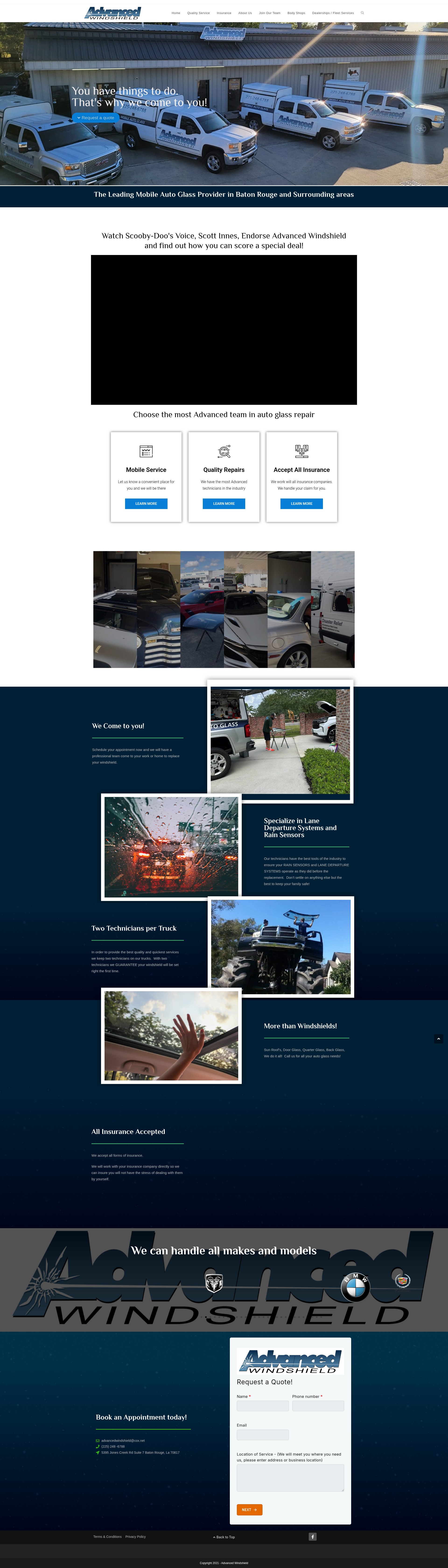 Screenshot of advancedwindshield.com