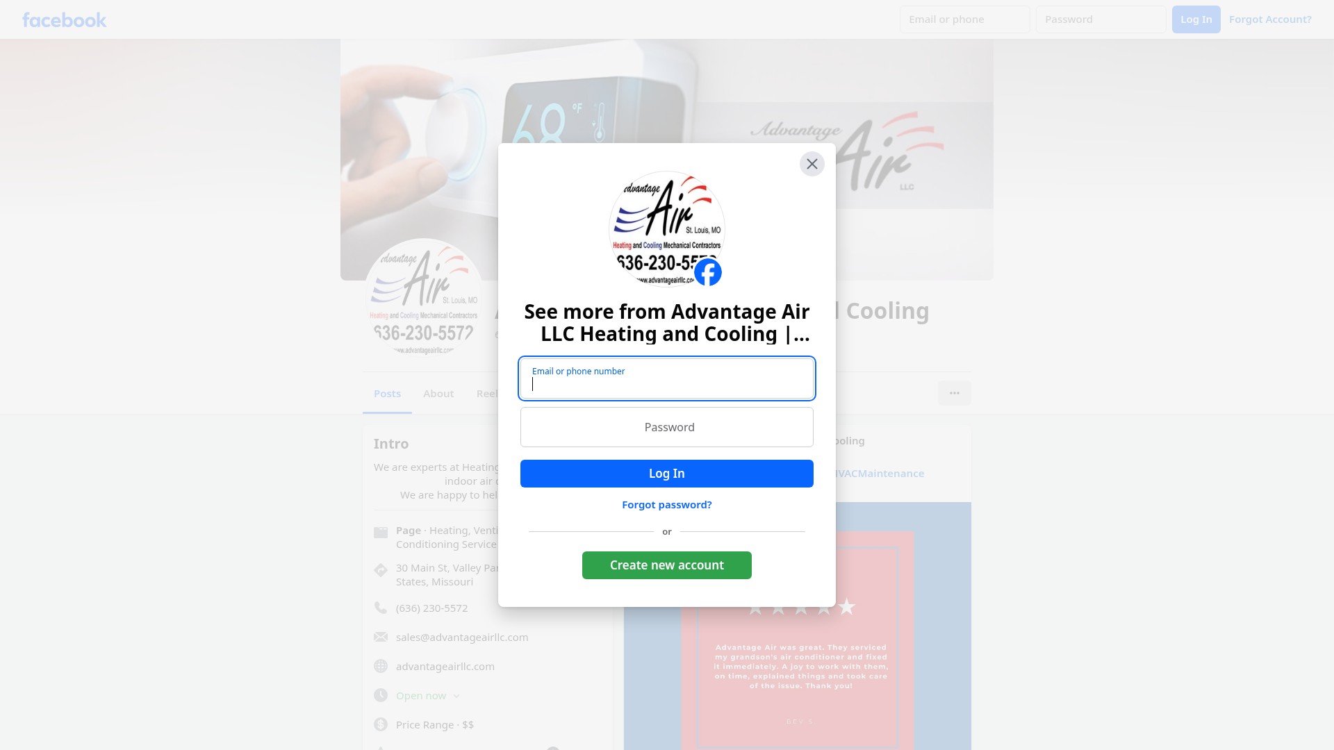 Screenshot of advantageairllc.com
