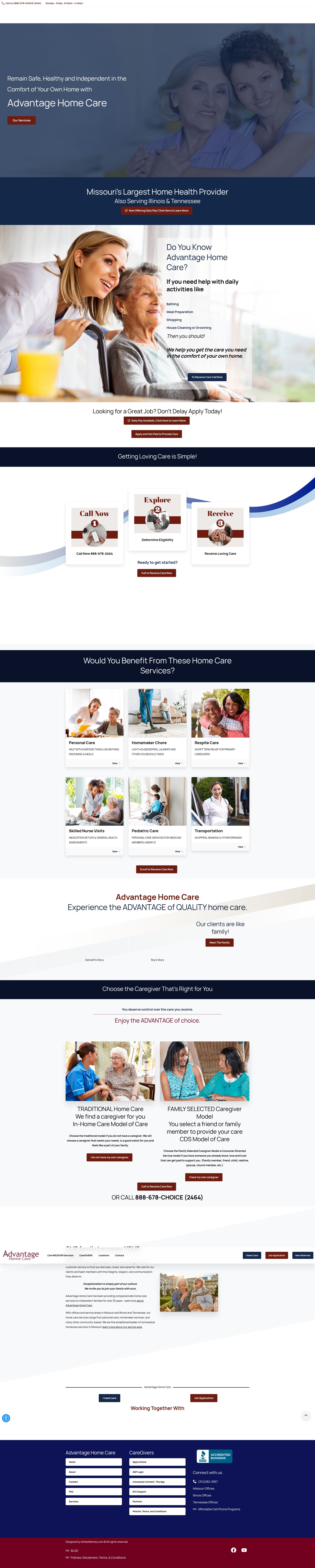 Screenshot of advantagehomecare.com