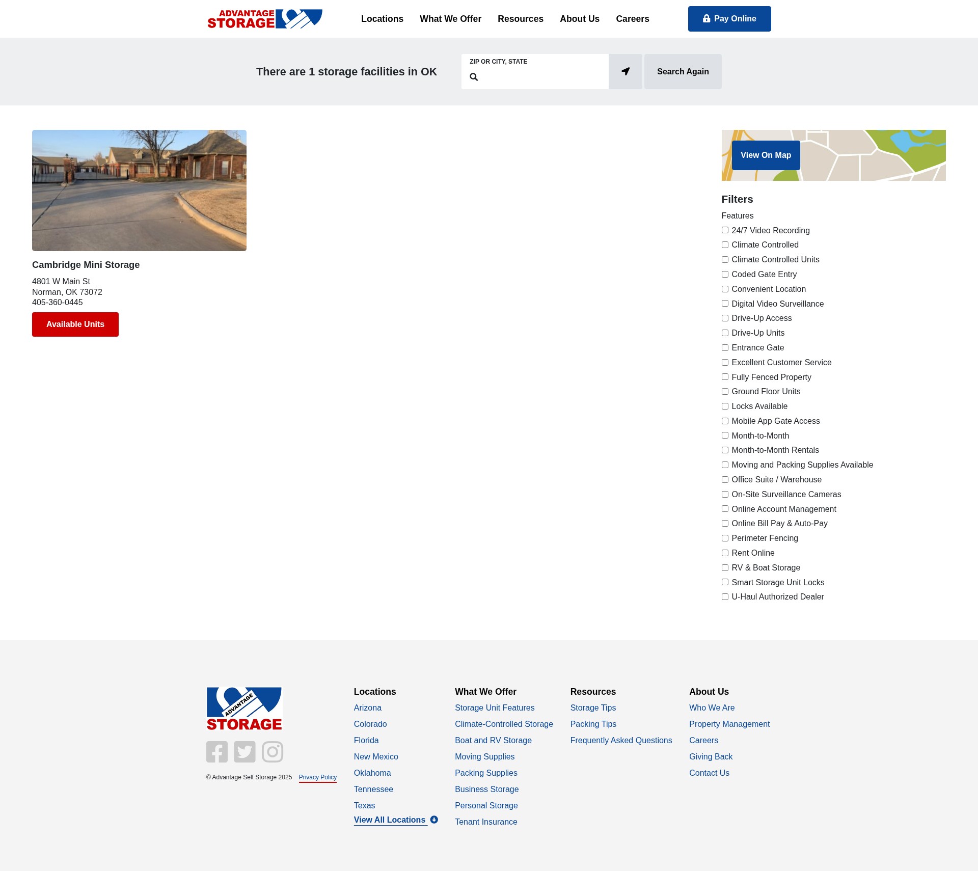 Screenshot of advantagestorage.net