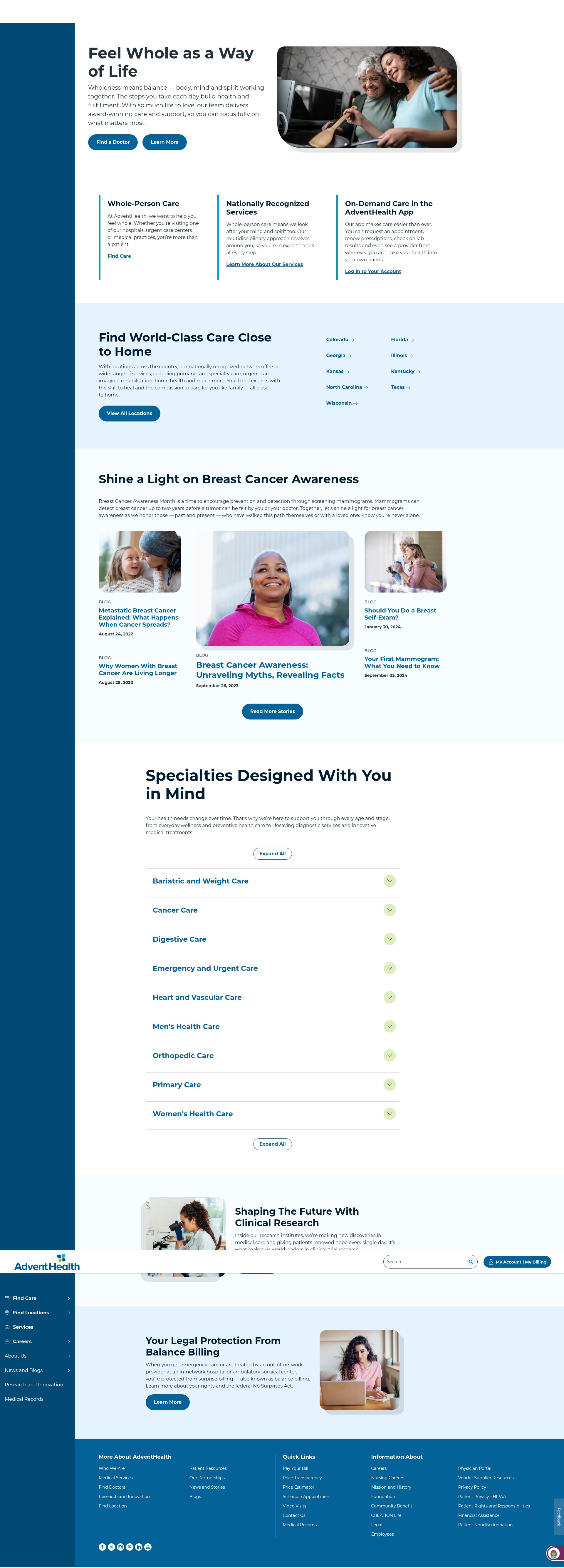 Screenshot of adventhealth.com