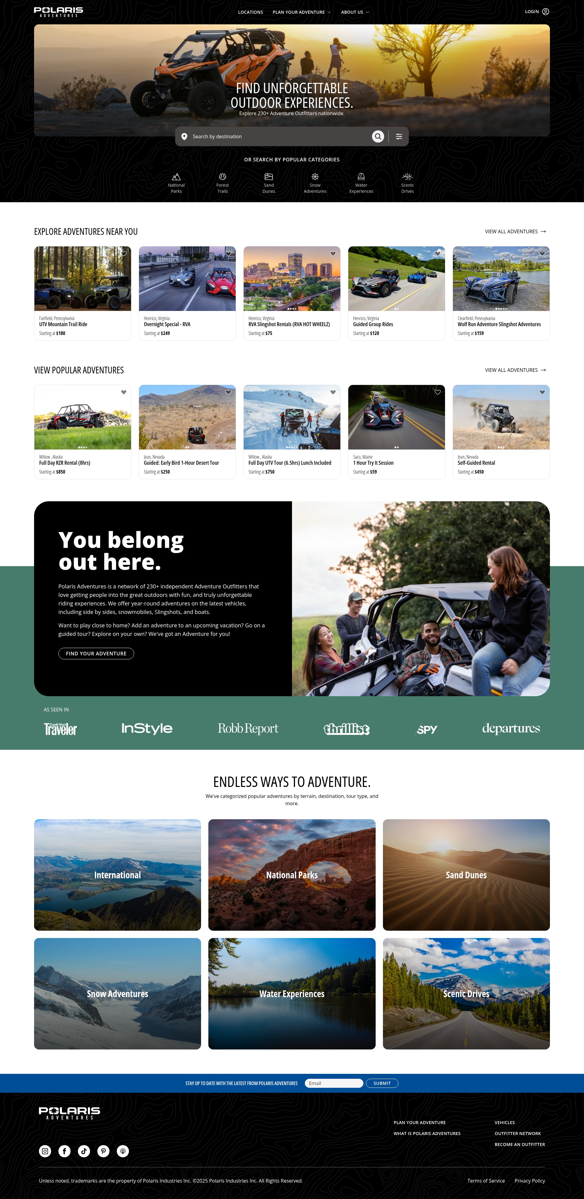 Screenshot of adventures.polaris.com