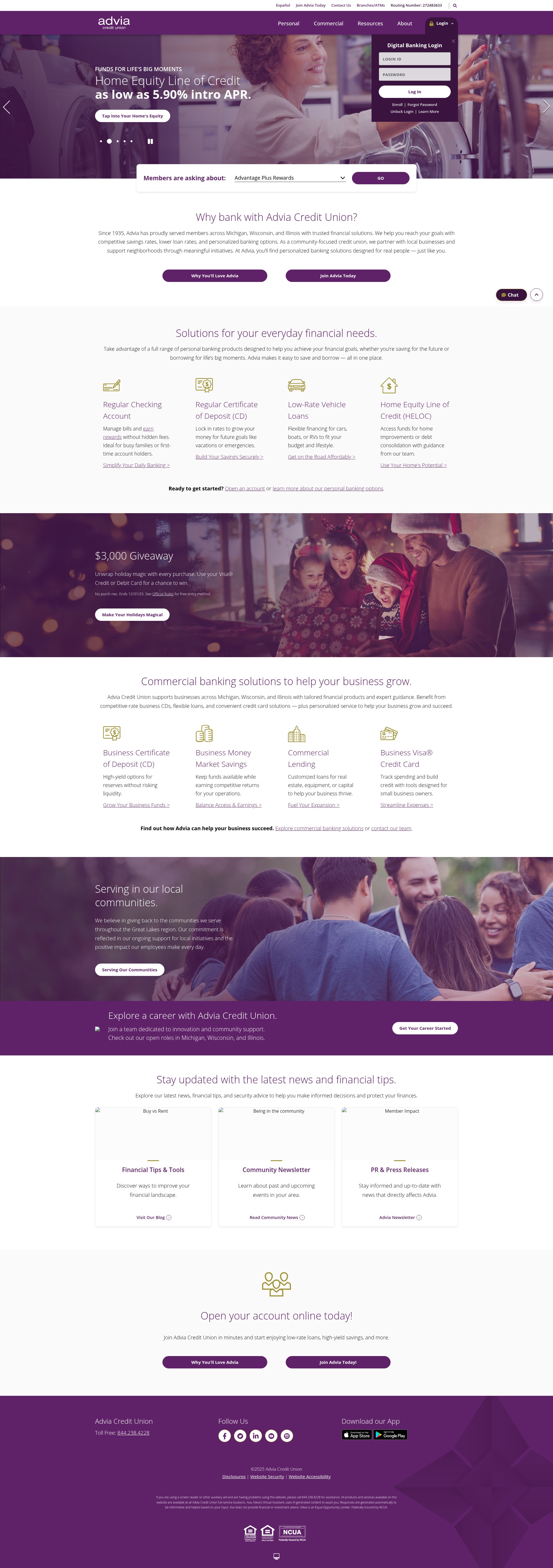 Screenshot of adviacu.org