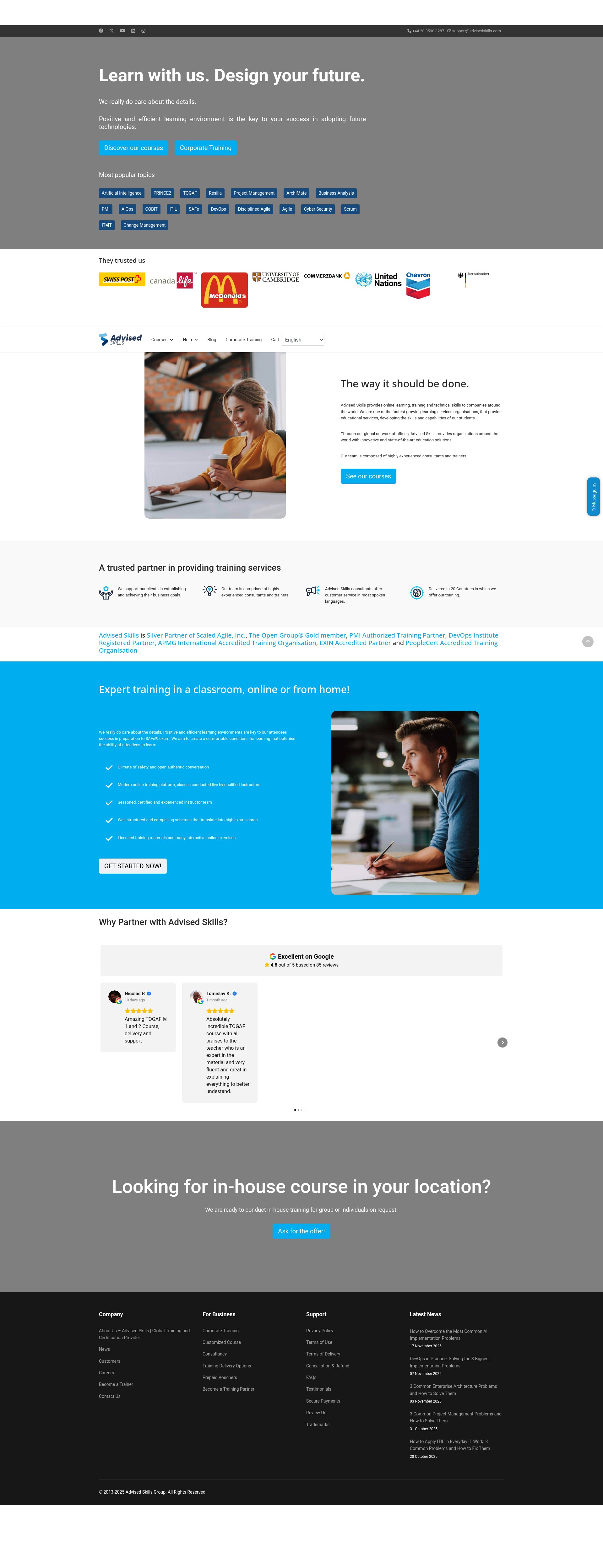 Screenshot of advisedskills.com
