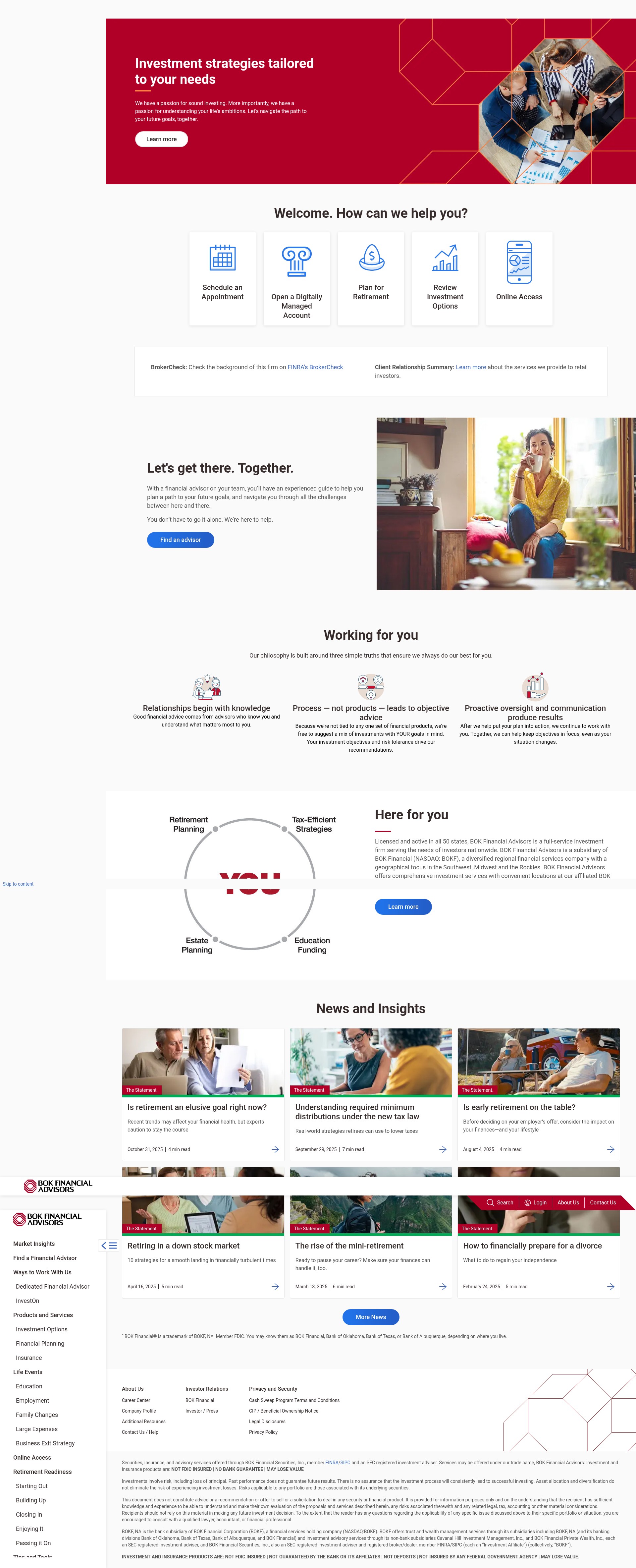 Screenshot of advisors.bokfinancial.com