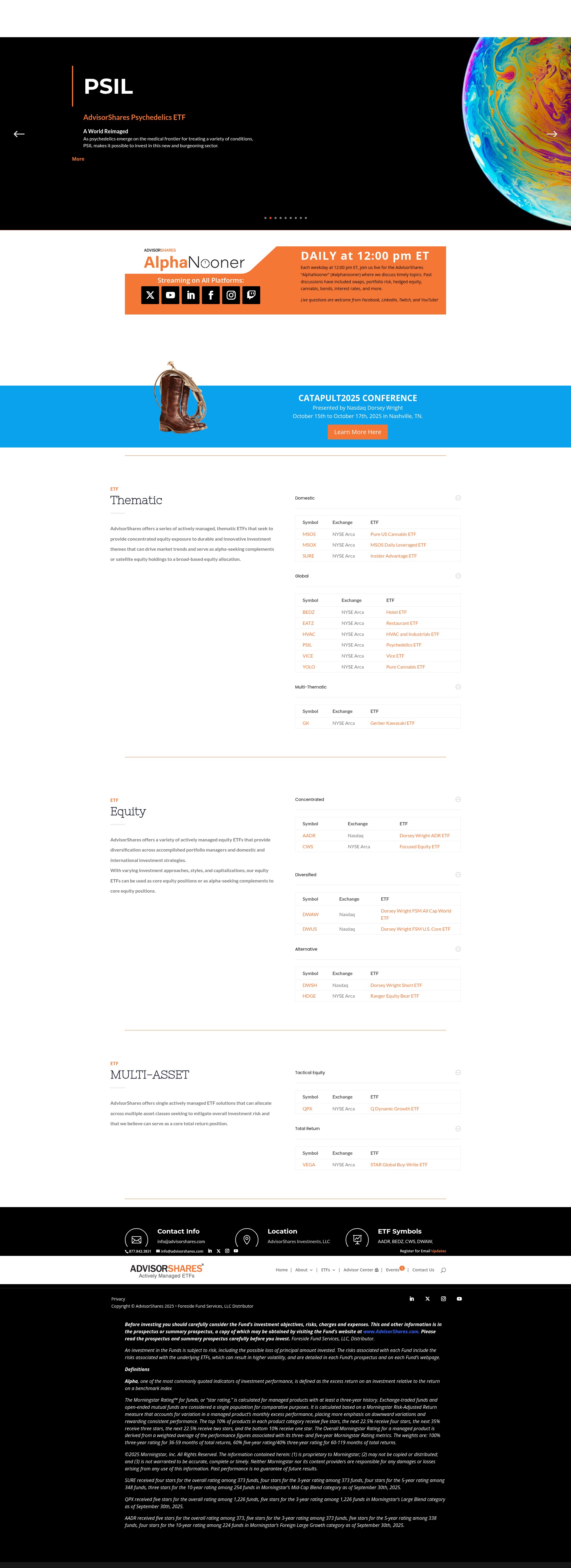 Screenshot of advisorshares.com
