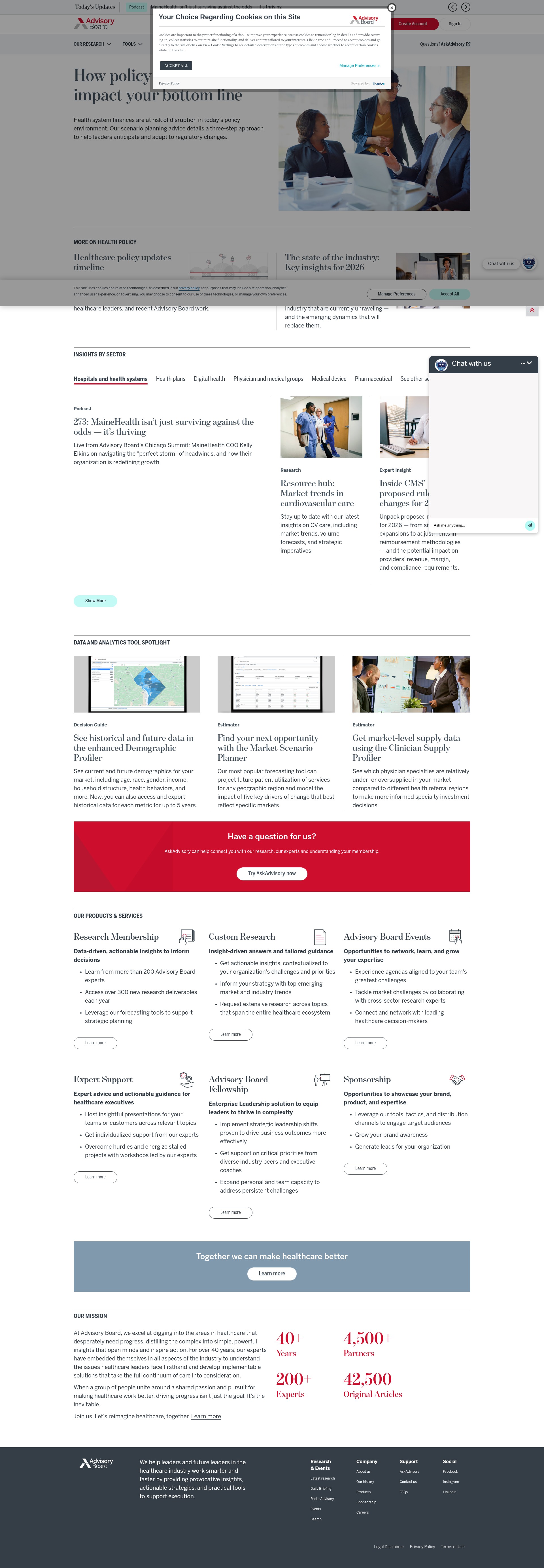 Screenshot of advisory.com