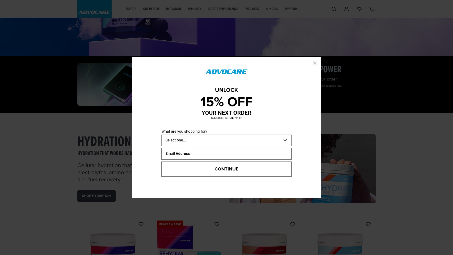 Screenshot of advocare.com