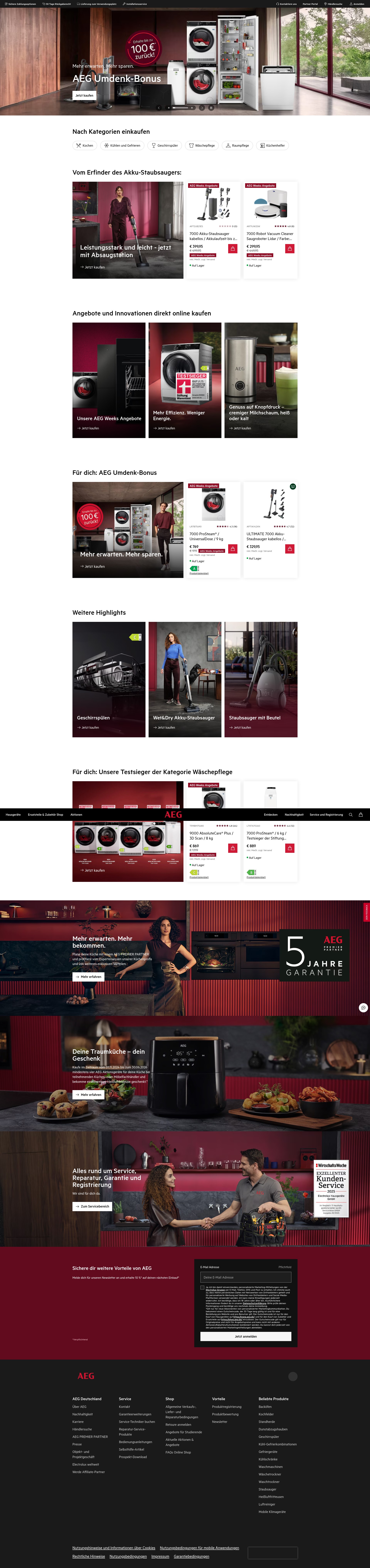 Screenshot of aeg.de