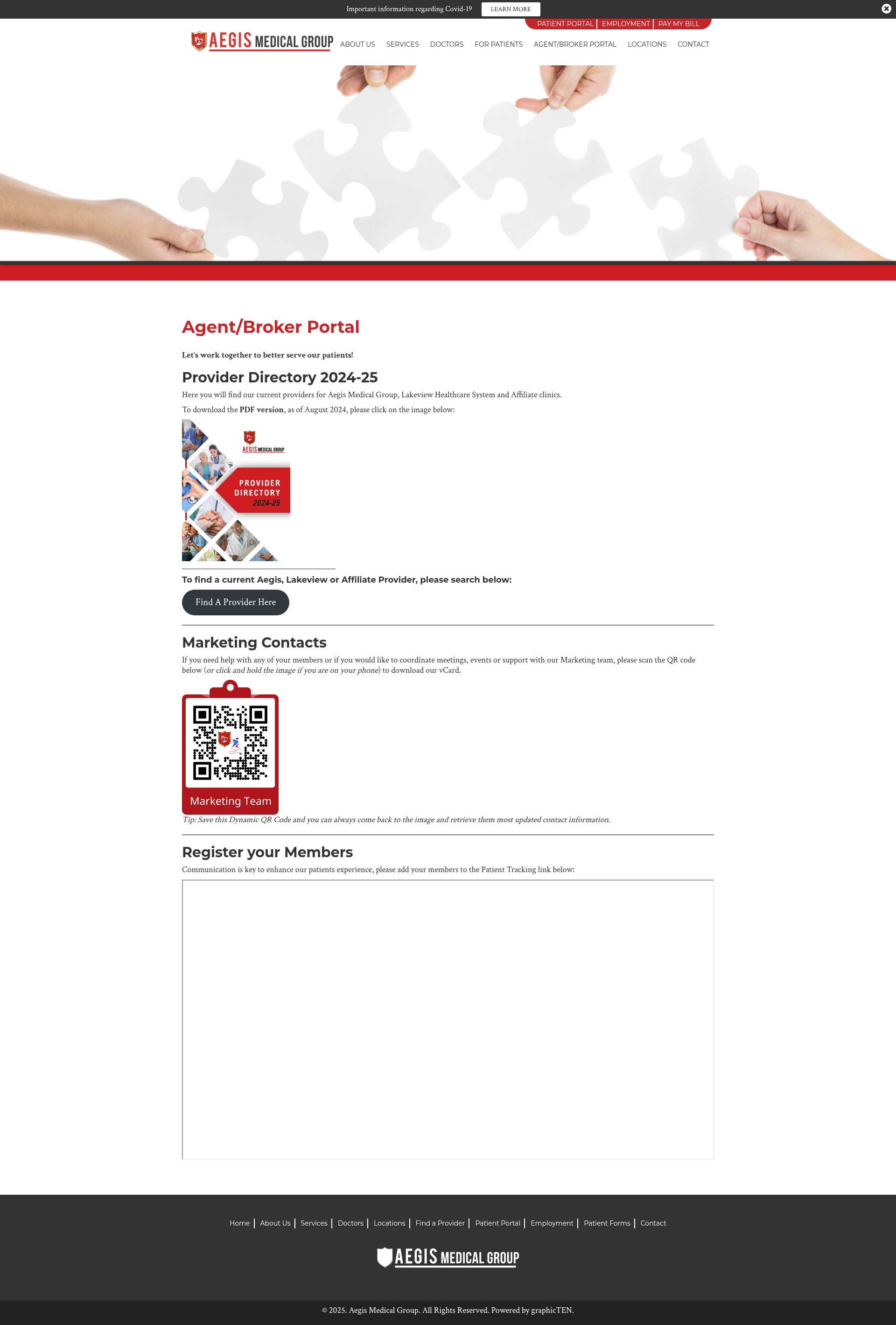 Screenshot of aegismedicalgroup.com